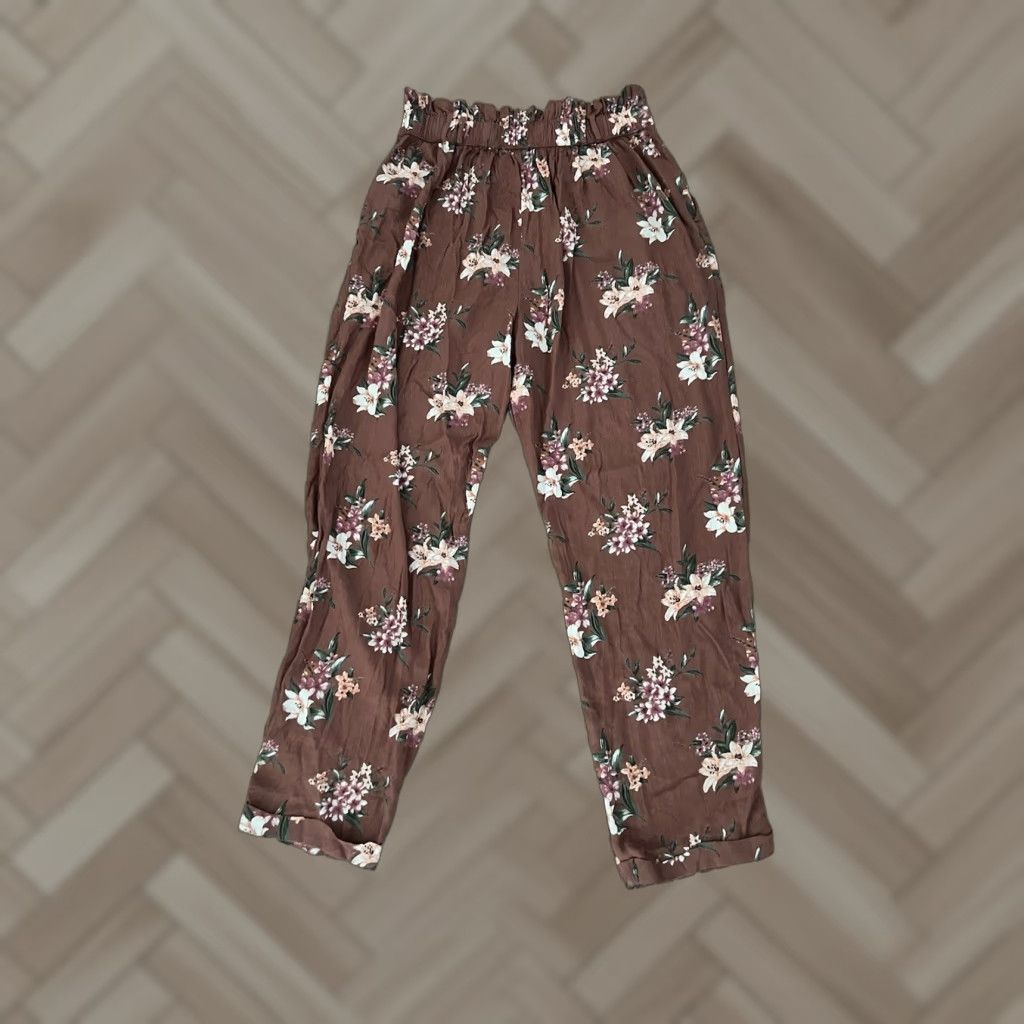American Eagle Outfitters VINTAGE American Eagle Outfitters Floral Beach Pants Womens S Brown Viscose Jogger Beach 90s Mens Womens Girls Size 28" / US 6 / IT 42 - 1 Thumbnail