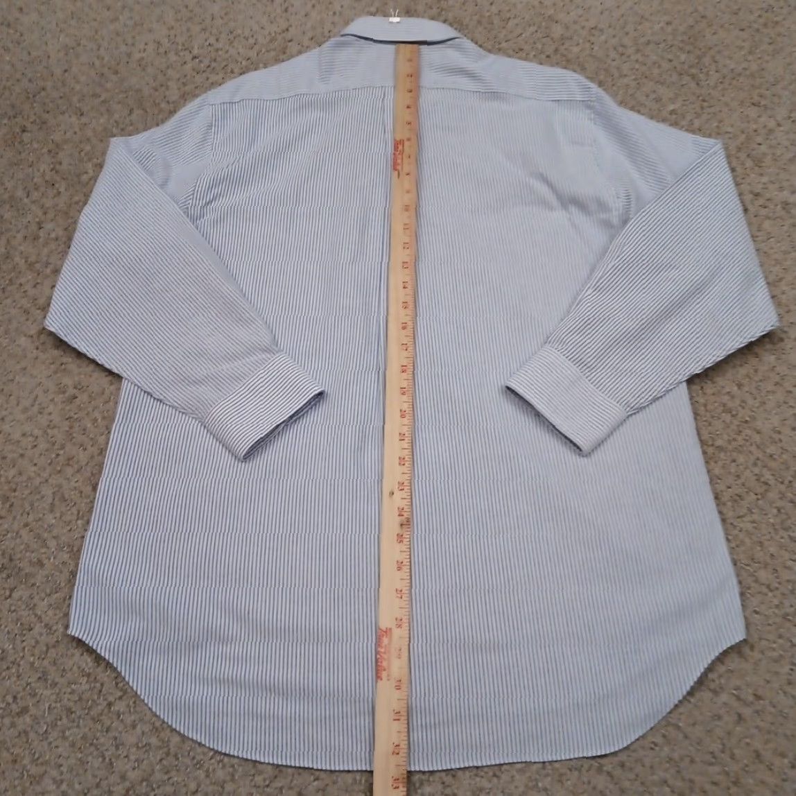 Architect Architect Shirt Mens Large Blue Striped Long Sleeve Button Down Cotton Blend Size US L / EU 52-54 / 3 - 6 Thumbnail