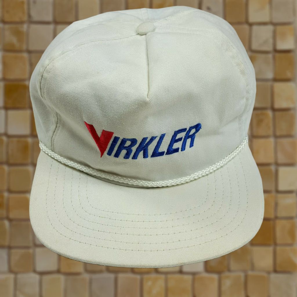 Spell VINTAGE Virkler Trucking Spell Out USA Snapback Adjustable Hat Cap White Men Adjustable Hat Cap Embroidered 80s Retro Trucker Casual Shoes? Size ONE SIZE - 1 Thumbnail