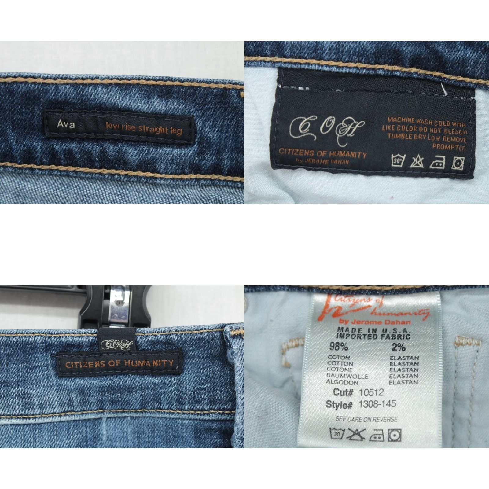 Citizens Of Humanity CITIZENS OF HUMANITY Ava Jeans Women's 34 x 32 Low Rise Straight Stretch Blue Denim Bohemian Size 34" / US 12 / IT 48 - 8 Thumbnail