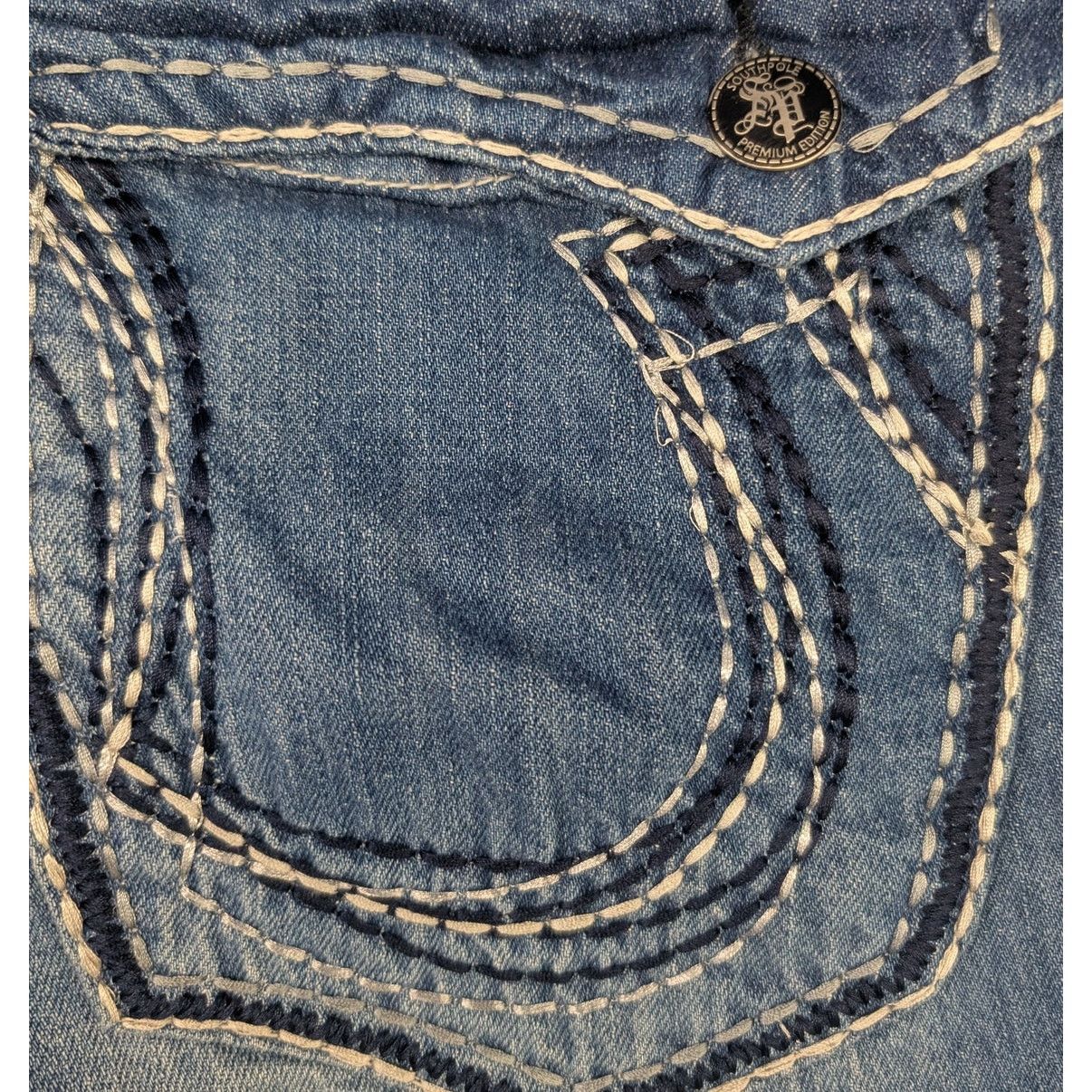JNCO × Southpole × Vintage Y2K Southpole Baggy Embroidered Washed blue denim jeans Size US 38 / EU 54 - 3 Thumbnail