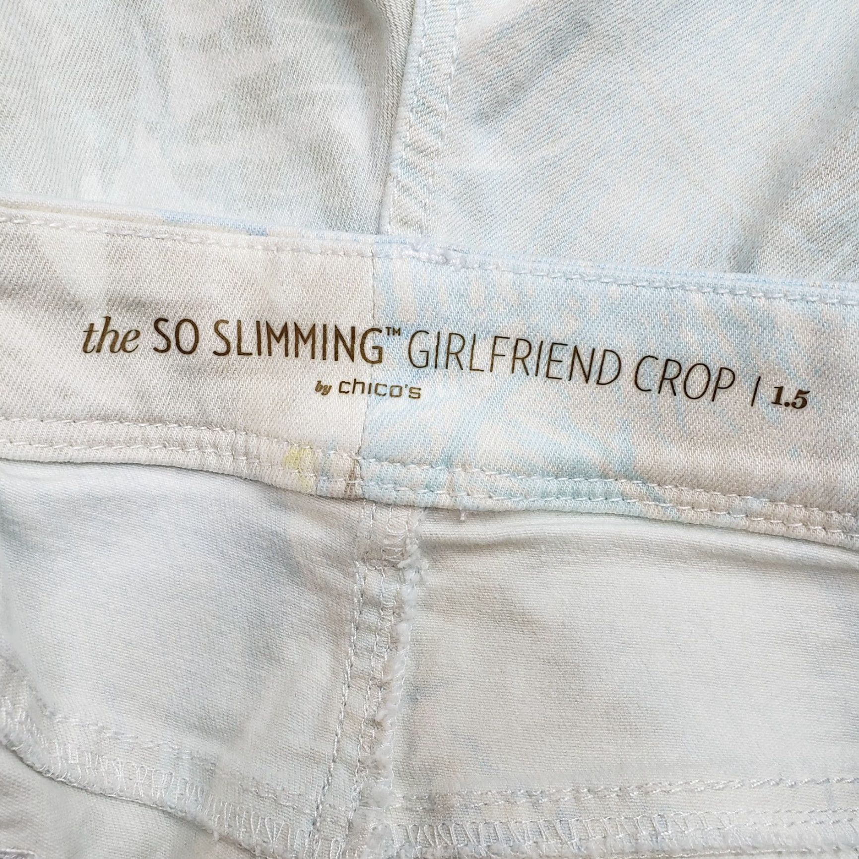 Vintage Chicos So Slimming Womens Girlfriend Crop Jeans Sz 10 Blue Gray Palms Mid Rise Size 32" / US 10 / IT 46 - 6 Thumbnail