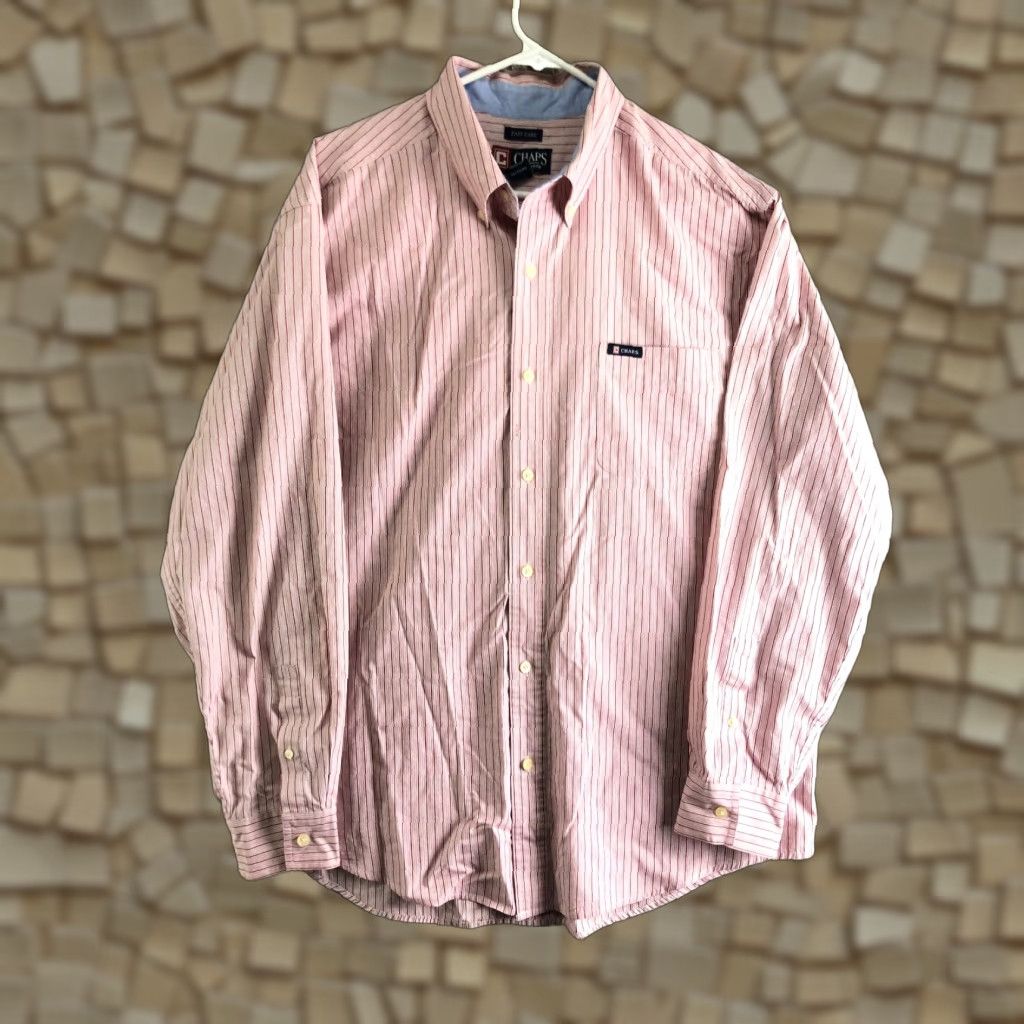Chaps Chaps Easy Care Shirt Striped Button-Down Long Sleeve Red Mens XL Size US XL / EU 56 / 4 - 1 Thumbnail