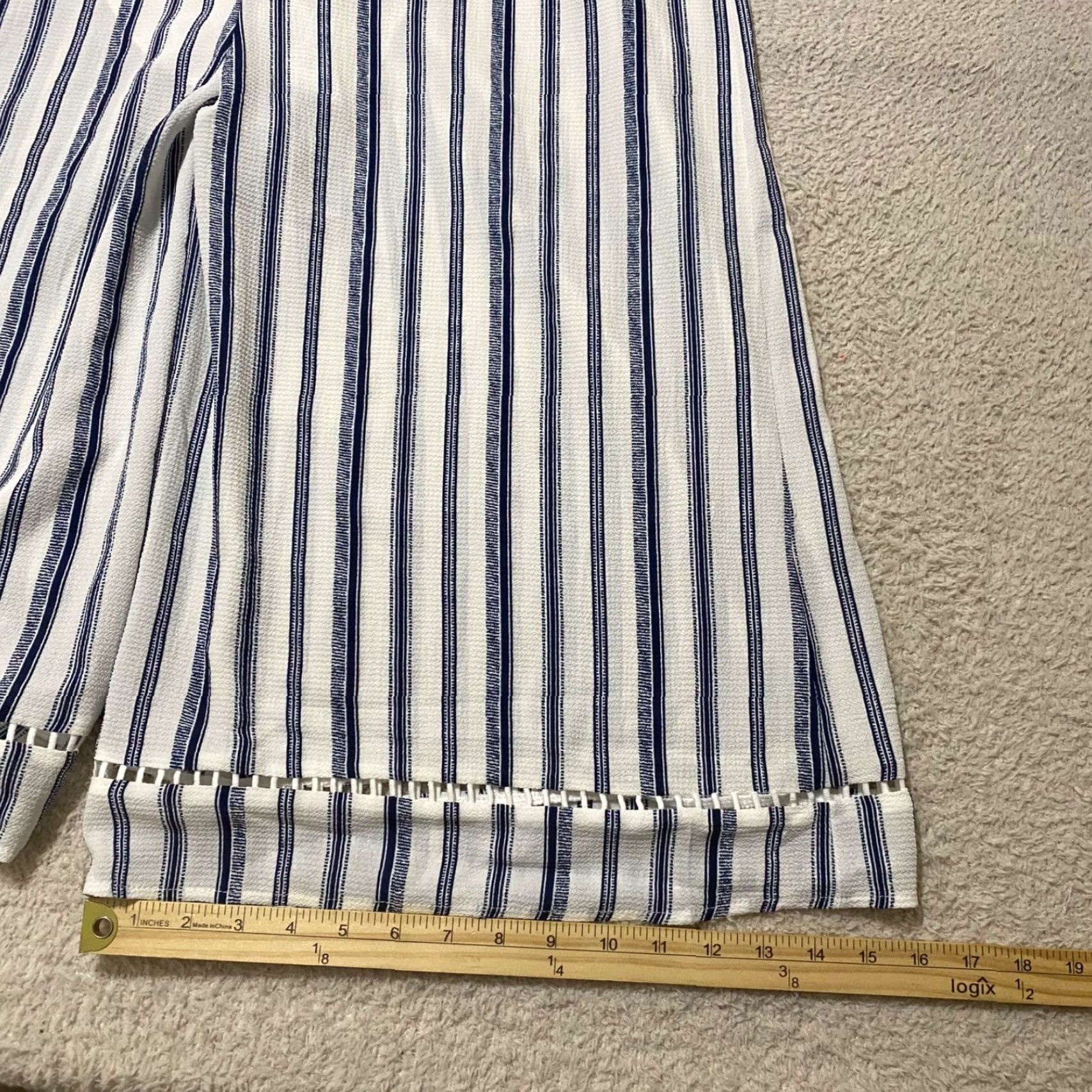 Vintage NYC Jumpsuit Womens Large Blue Striped Sleeveless One-Piece Dress Beach Summer NWT Size 36" / US 14 / IT 50 - 6 Thumbnail