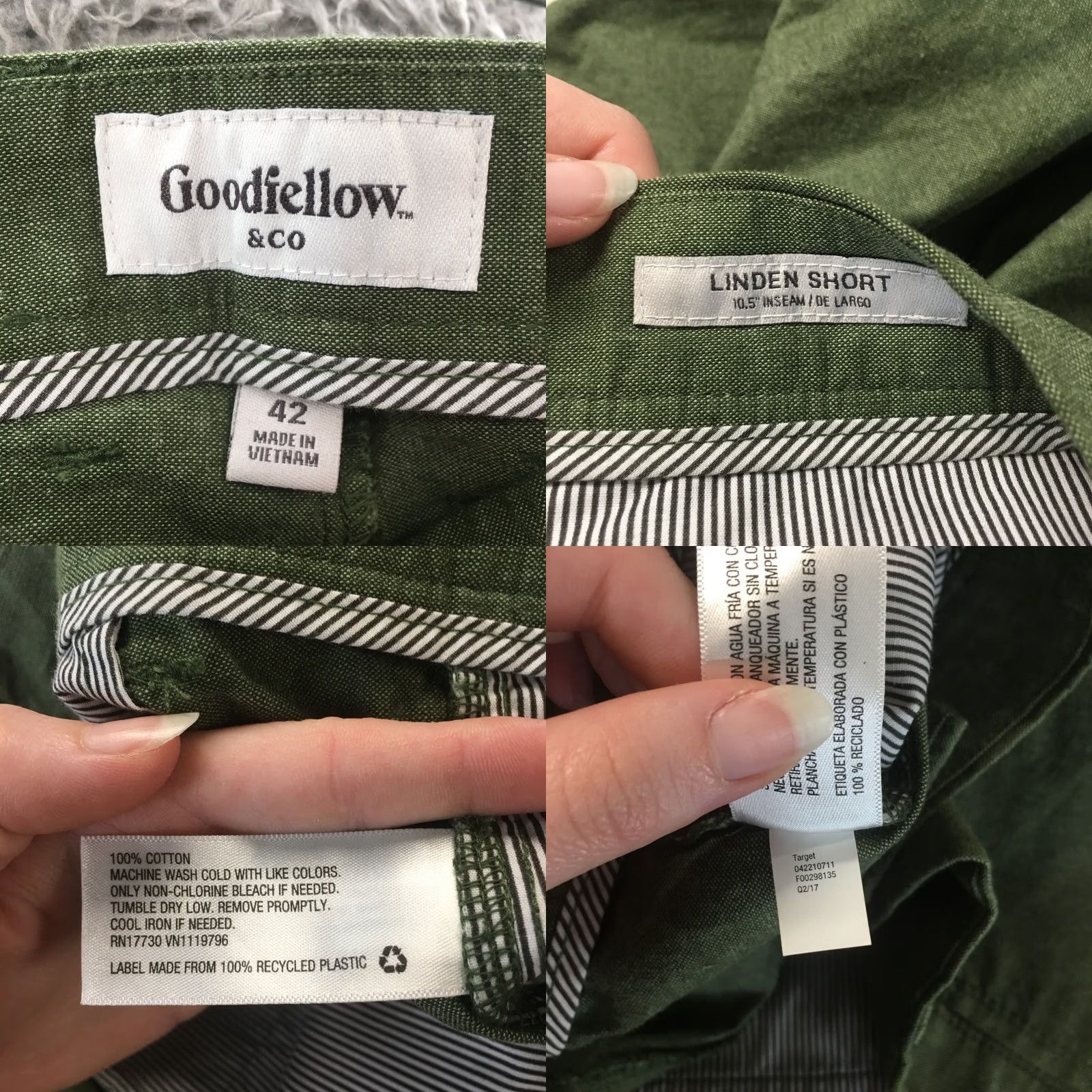 Vintage Goodfellow & Co Linden Chino Shorts Mens 42 Green Cotton Casual Zip Fly Size US 42 / EU 58 - 10 Thumbnail