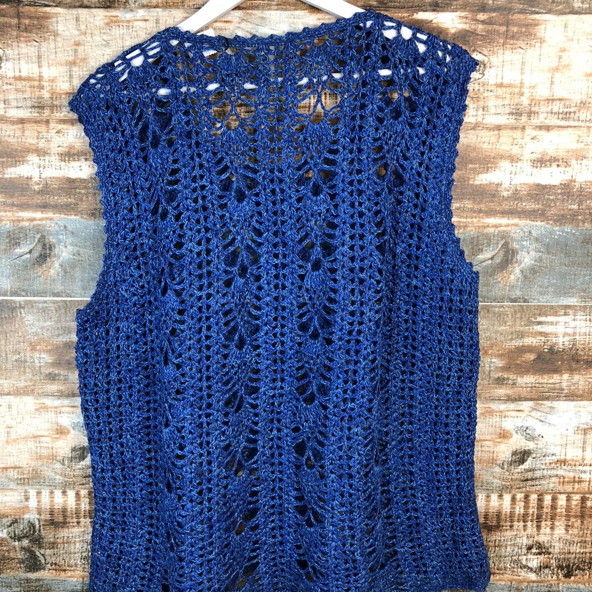 Handmade Japan vintage crochet mesh net knitwear handmade Vest #A2248 Size L / US 10 / IT 46 - 13 Thumbnail