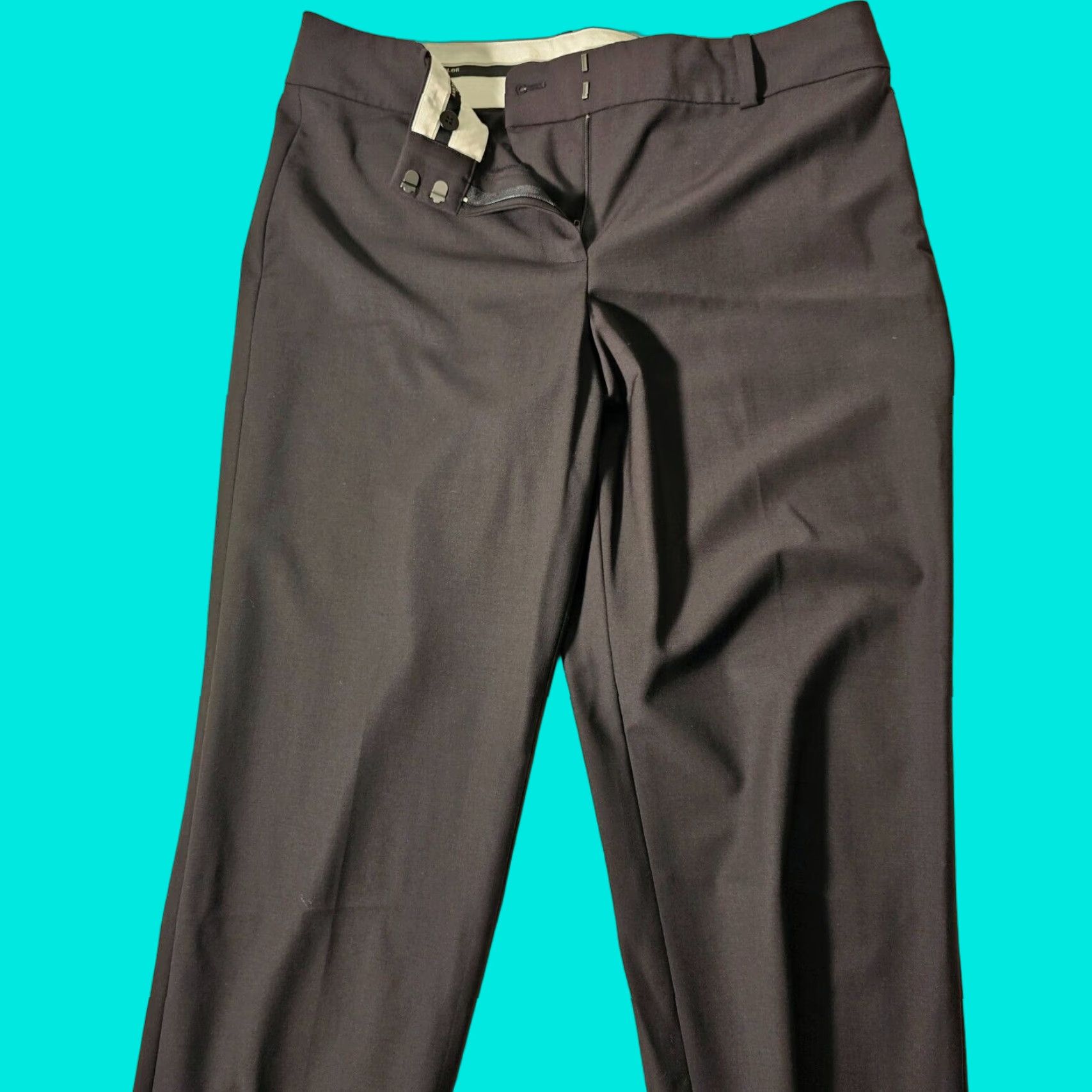 Ann Taylor Ann Taylor Women Pants 10 Black Flat Front Pockets Wool Blend Dress Pants Womens Size 32" / US 10 / IT 46 - 1 Thumbnail
