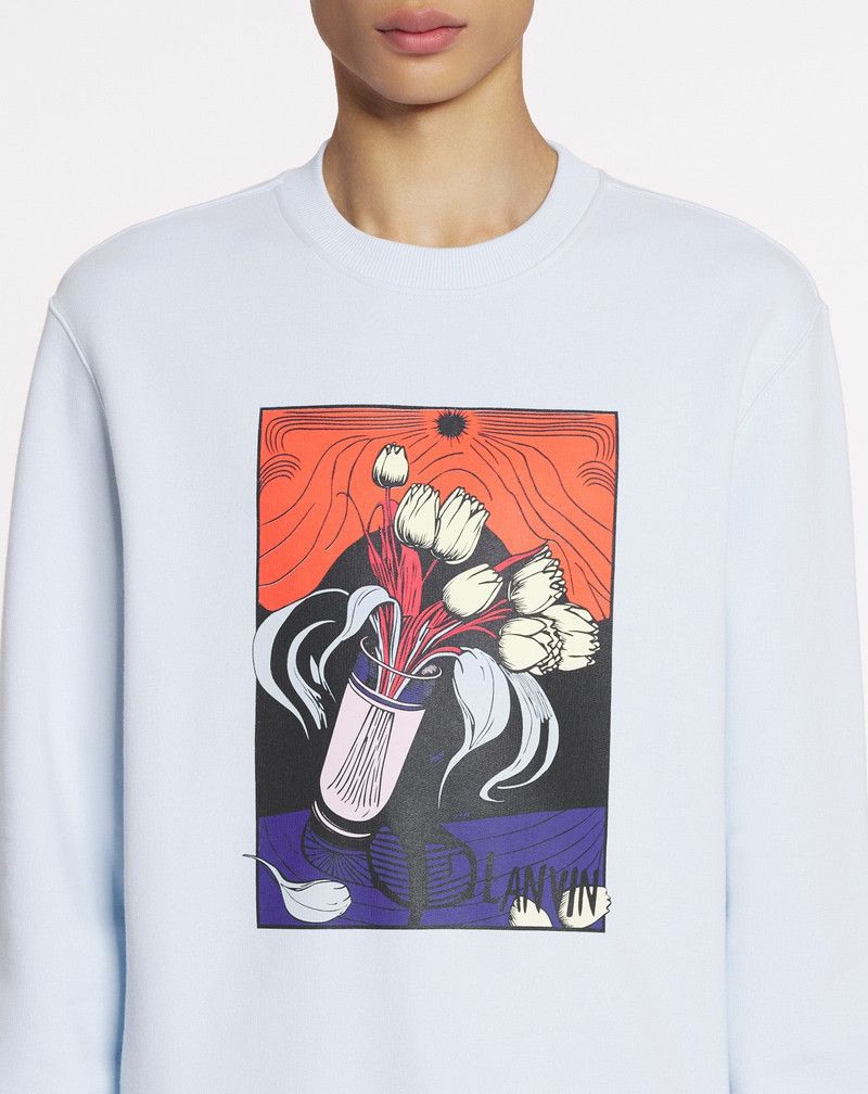 Lanvin oc11z0426 Printed Sweatshirt in Light Blue Size US M / EU 48-50 / 2 - 5 Thumbnail