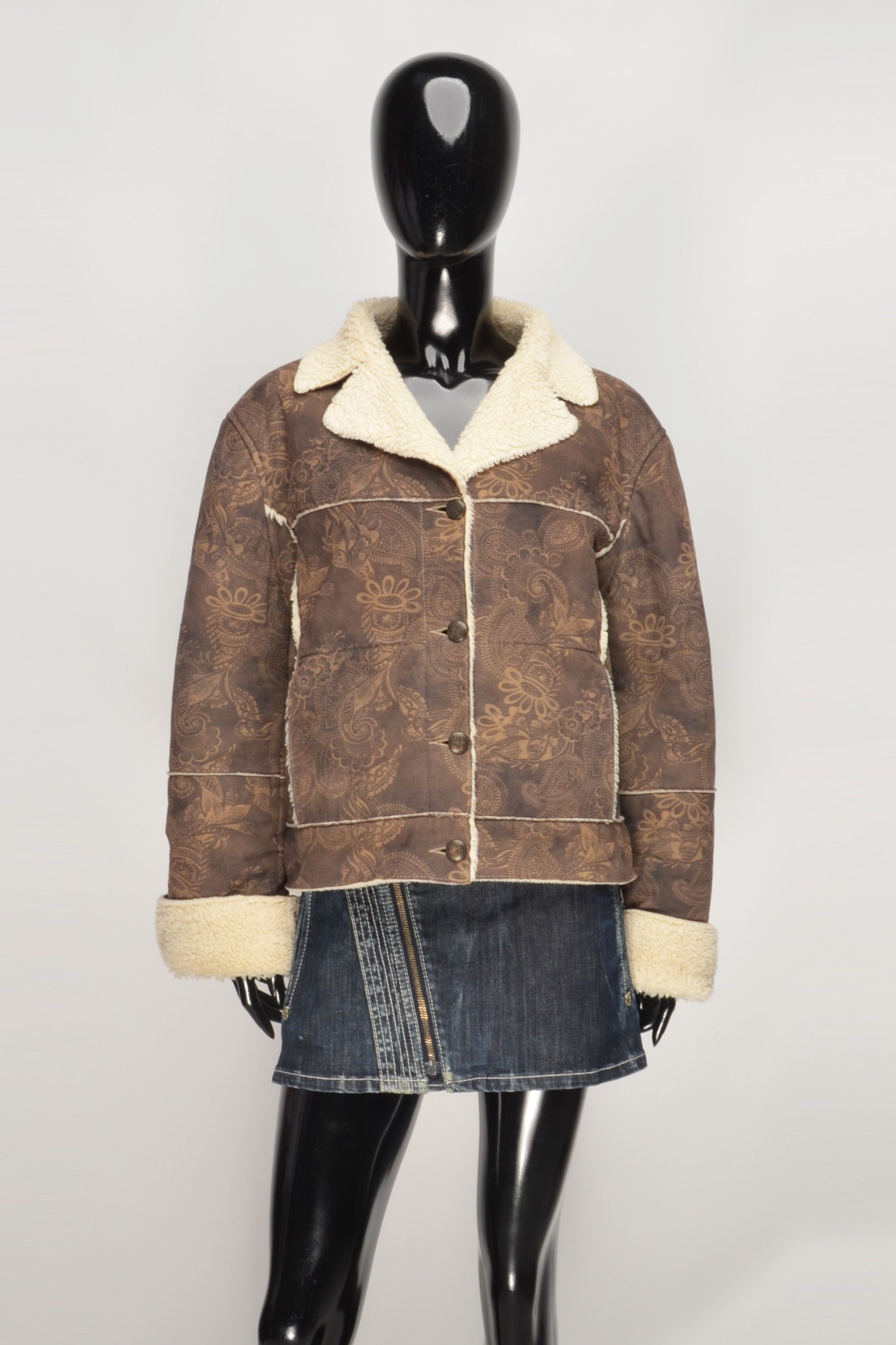 Vintage Per Una Vintage Y2K Boho Floral Faux Shearling Jacket Size M / US 6-8 / IT 42-44 - 3 Thumbnail