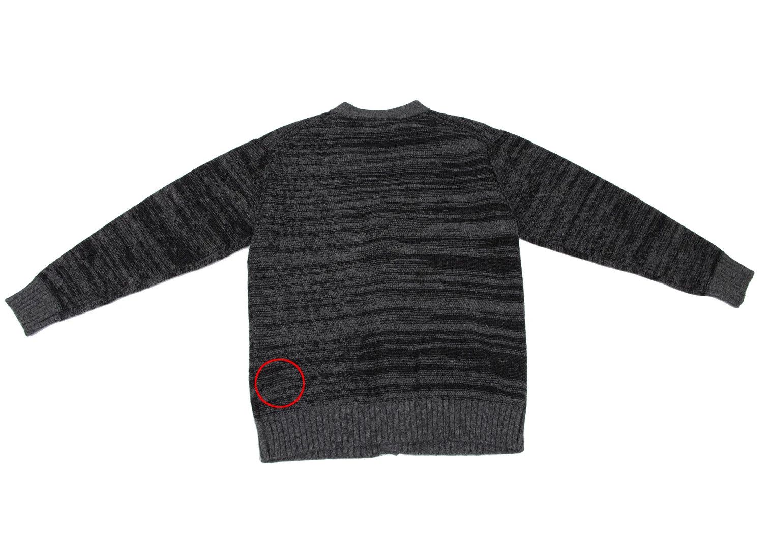 Wool Melange Knit Cardigan in Gray and Black Size L