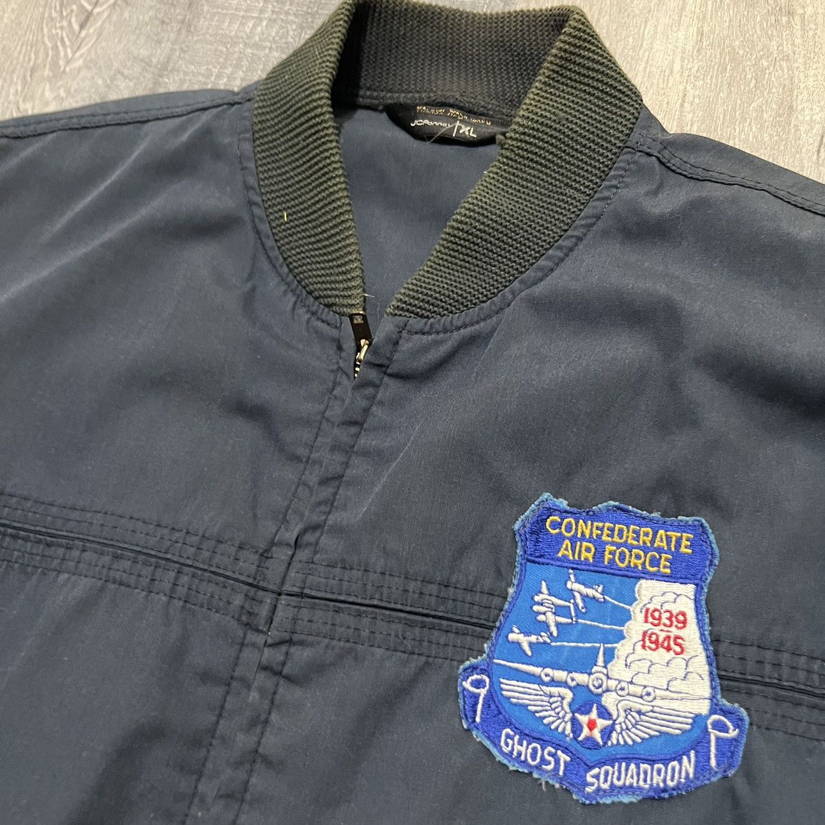 JCPenney × Vintage VTG 80s Air Force Ghost Squadron Military Bomber Jacket Size US XL / EU 56 / 4 - 2 Thumbnail