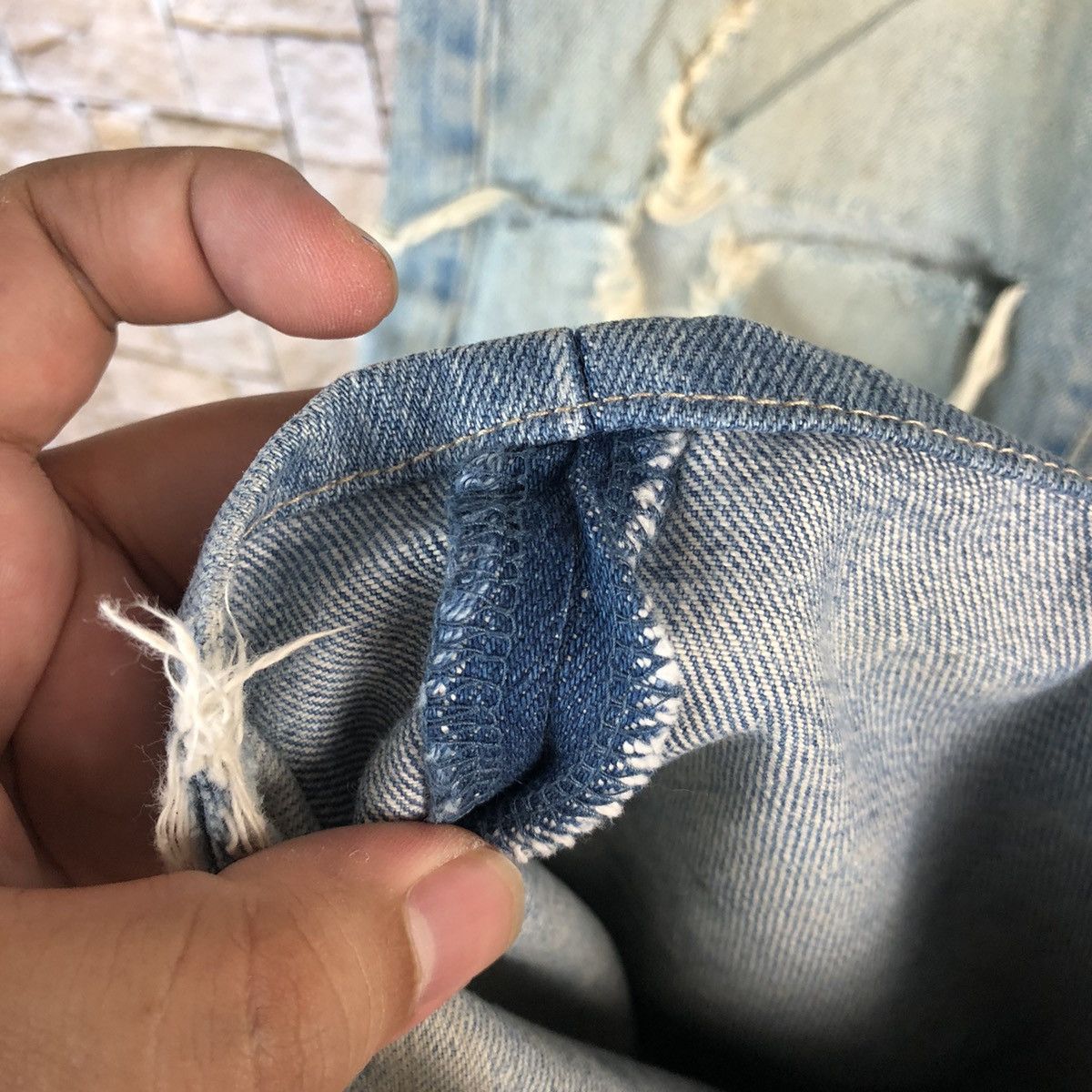 Japanese Brand Japan vintage Blue ripped Distressed Denim Pants #A949 Size US 31 - 16 Thumbnail
