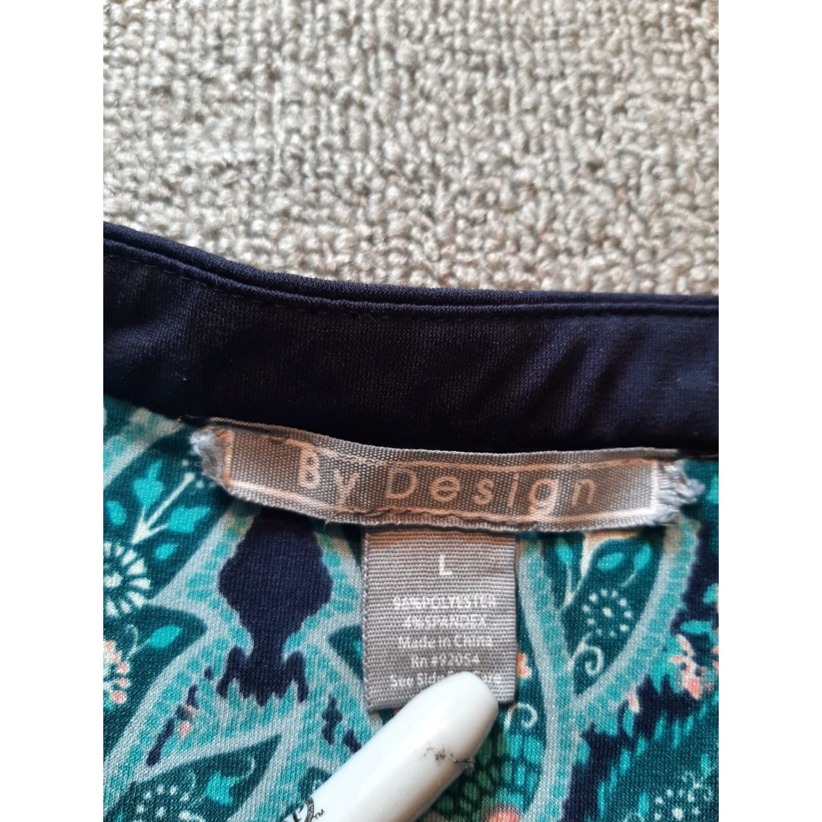 Vintage By Design Studio 3/4 Sleeve Floral Shirt Blue Top Womens Large L Size L / US 10 / IT 46 - 2 Thumbnail
