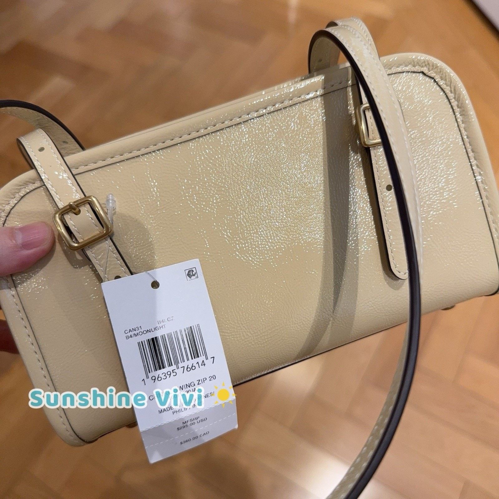 Coach NWT Coach Swing Zip Bag 20 Crinkle Leather Moonlight Can31 Size ONE SIZE - 9 Thumbnail