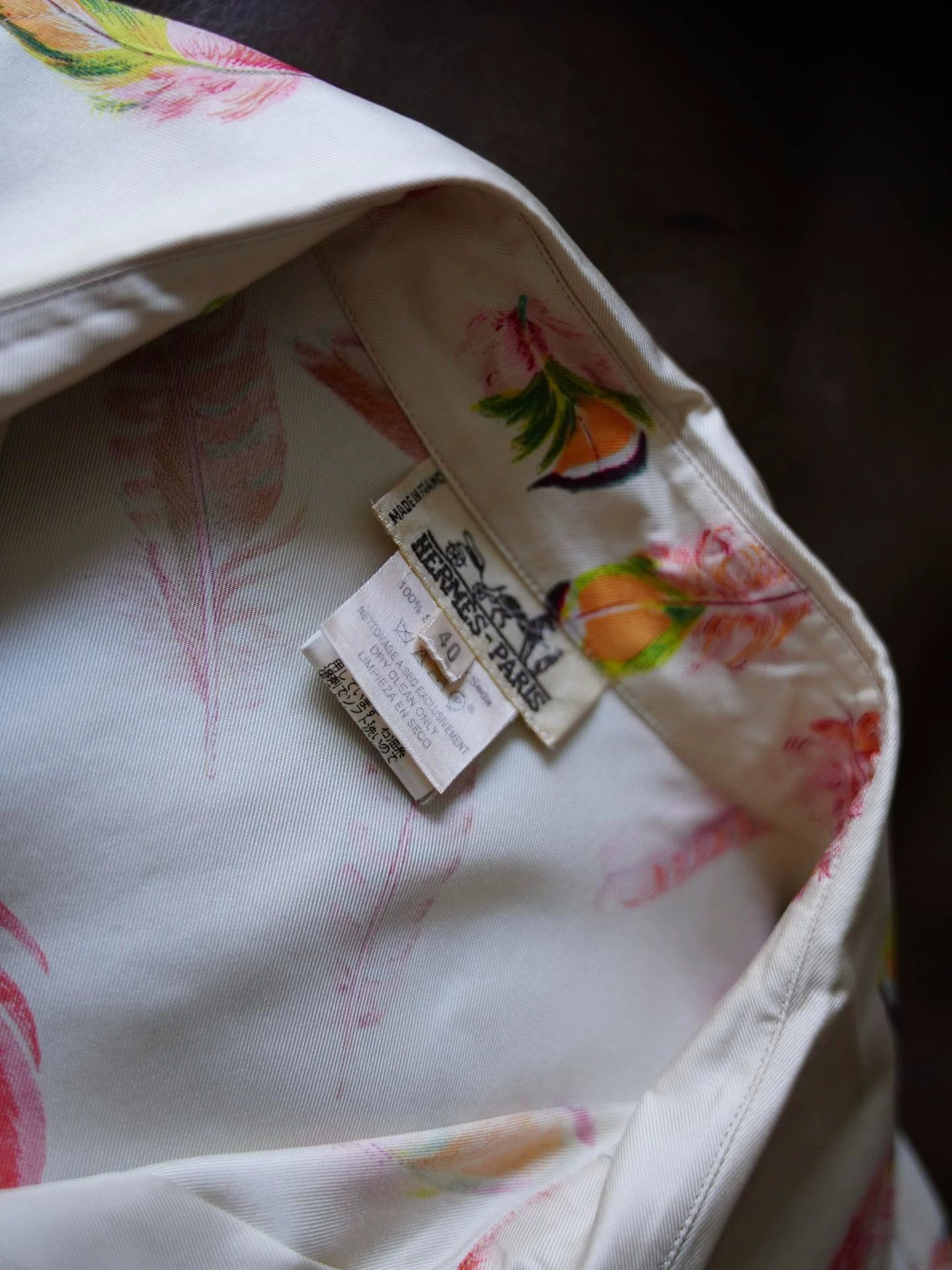 Hermes Hermes Plumes Silk Feather Print Vintage Shirt Fr40 Size M / US 6-8 / IT 42-44 - 6 Thumbnail