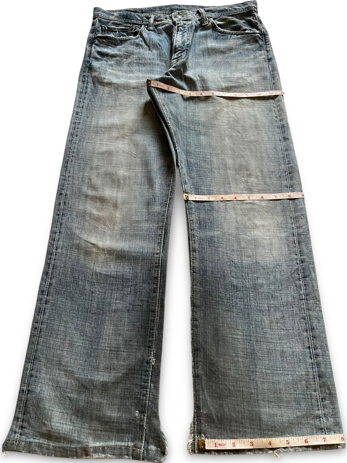 Japanese Brand Vintage Japanese Brand Mud Wash Distressed Loose Jeans Size US 33 - 13 Thumbnail
