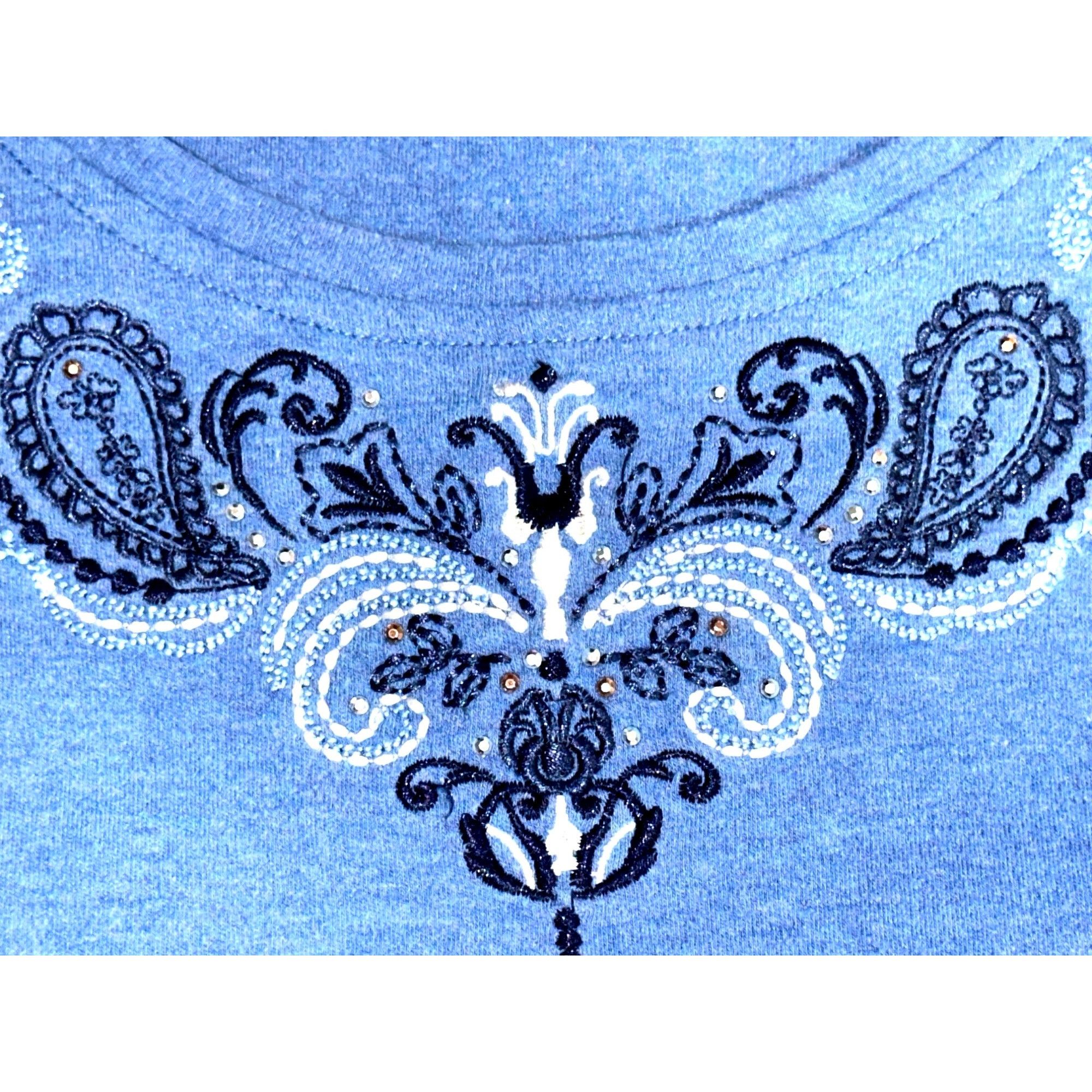 Other Allison Daley 3X Blue Embroidered Tee Shirt Soft Cotton Knit Size 3XL / US 20-22 - 10 Thumbnail