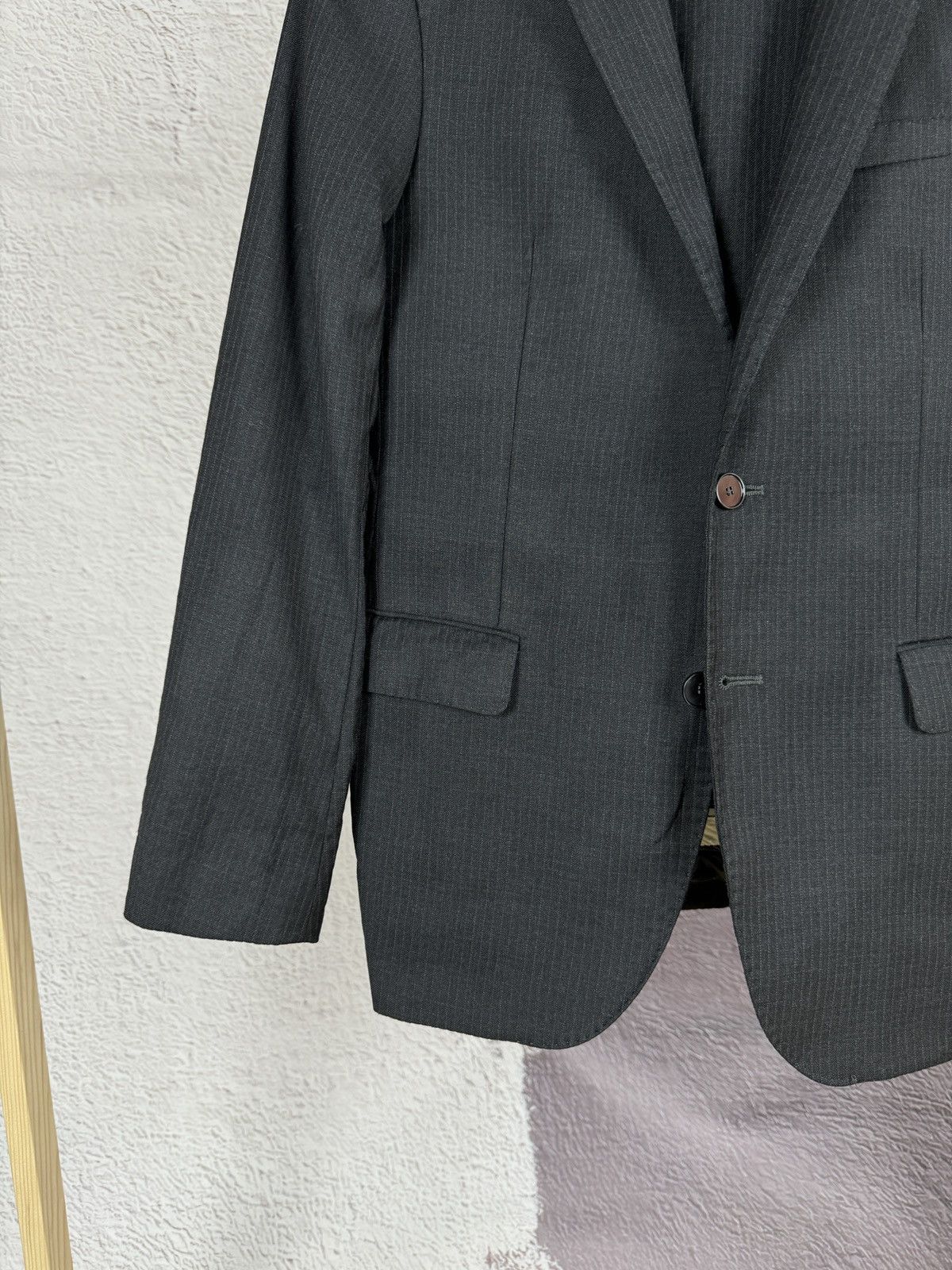 Paoloni Paoloni black graphite striped 2 button Quarantasei suit Size 36R - 5 Thumbnail
