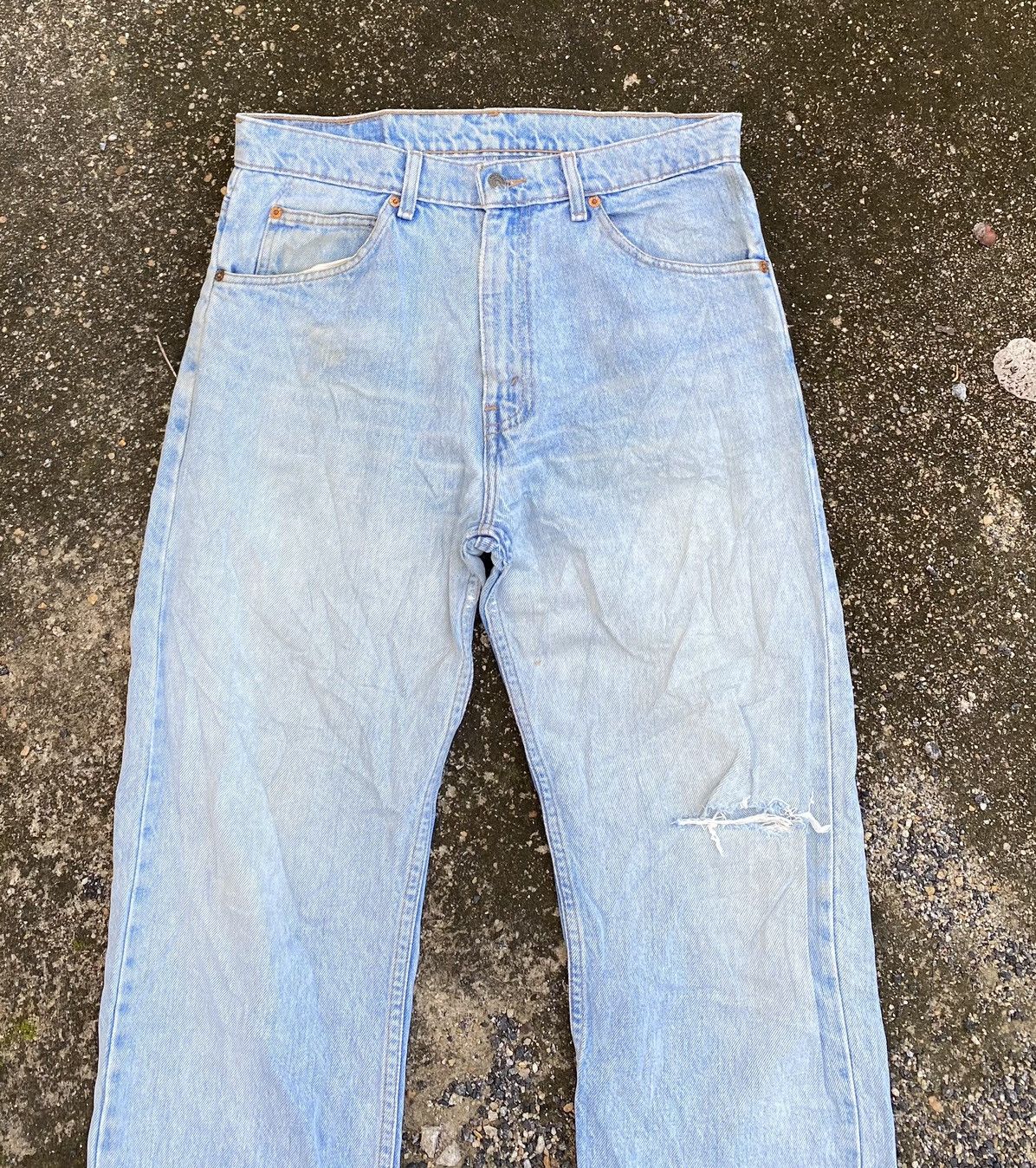 Levi's Vintage Levis 607 Orange Tab Stone Wash Distressed Denim Size US 33 - 3 Thumbnail