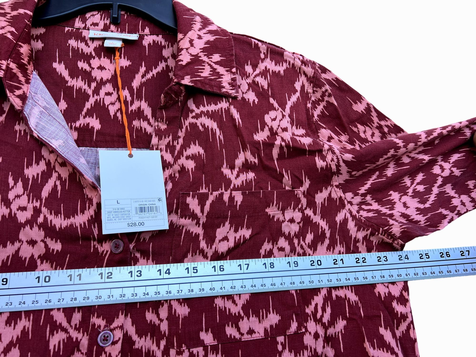 Other Knox Rose - Women's Long Sleeve Button-Down Shirt Top - Red Size L / US 10 / IT 46 - 5 Thumbnail