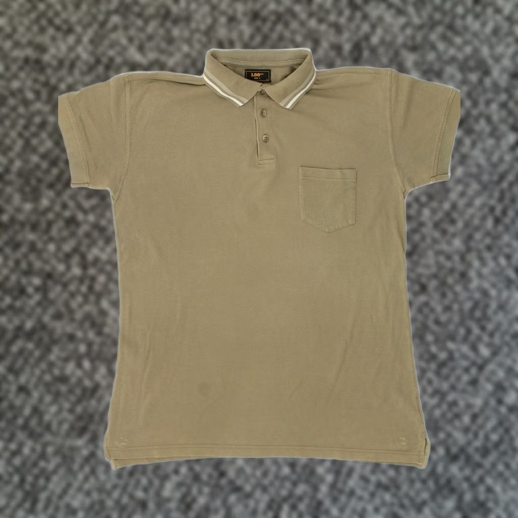 Lee LEE Polo Shirt Mens Large Khaki Cotton QT06 - Polo, Solid, Regular Fit, Short Sleeve, Pullover, with Logo Size US L / EU 52-54 / 3 - 1 Thumbnail
