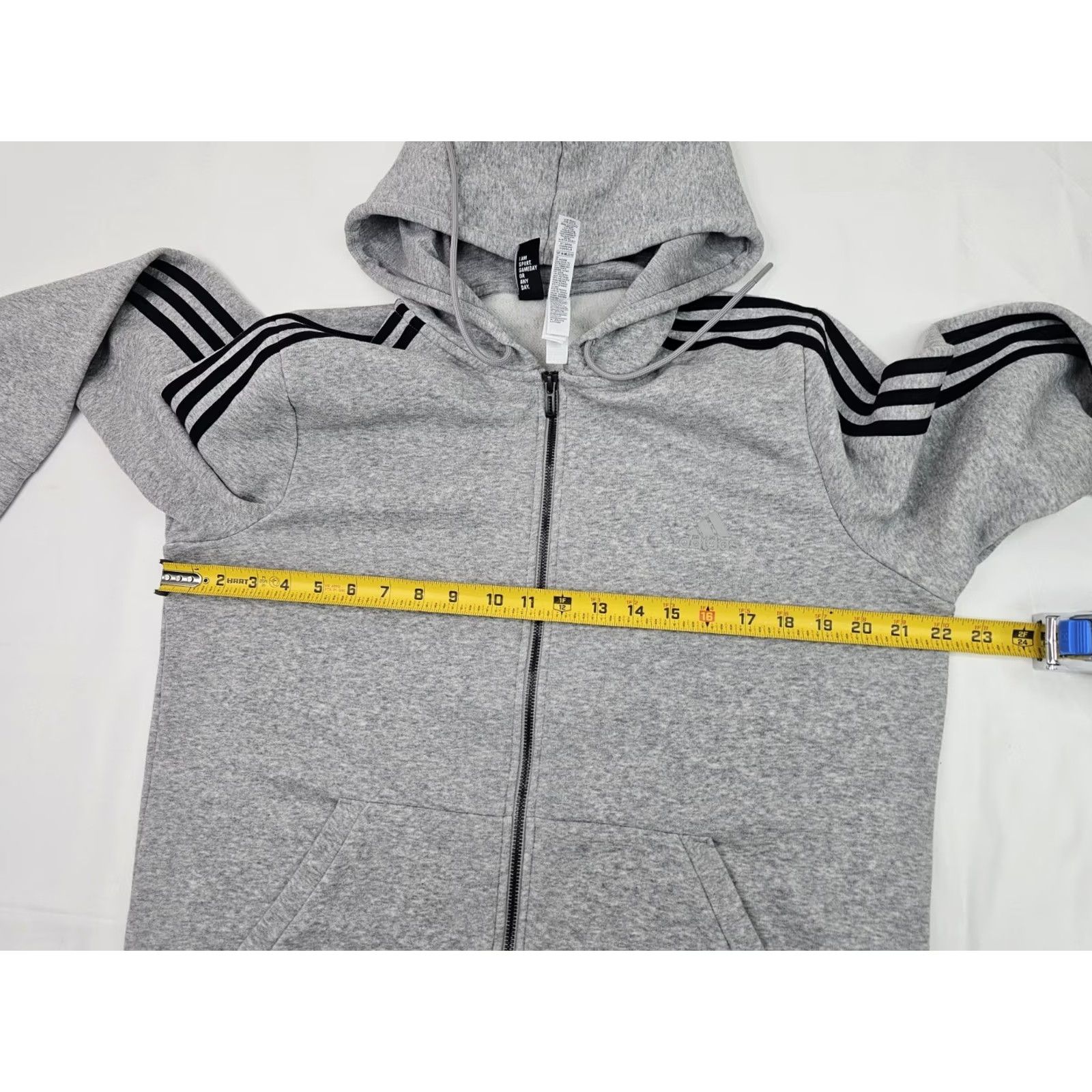Adidas Adidas Essentials Cotton Fleece 3-Stripe Full Zip Hoodie Women XL Silver - CD2250, 3 Stripe, Full Zip, Fleece Hoodie, Womens XL Size XL / US 12-14 / IT 48-50 - 6 Thumbnail