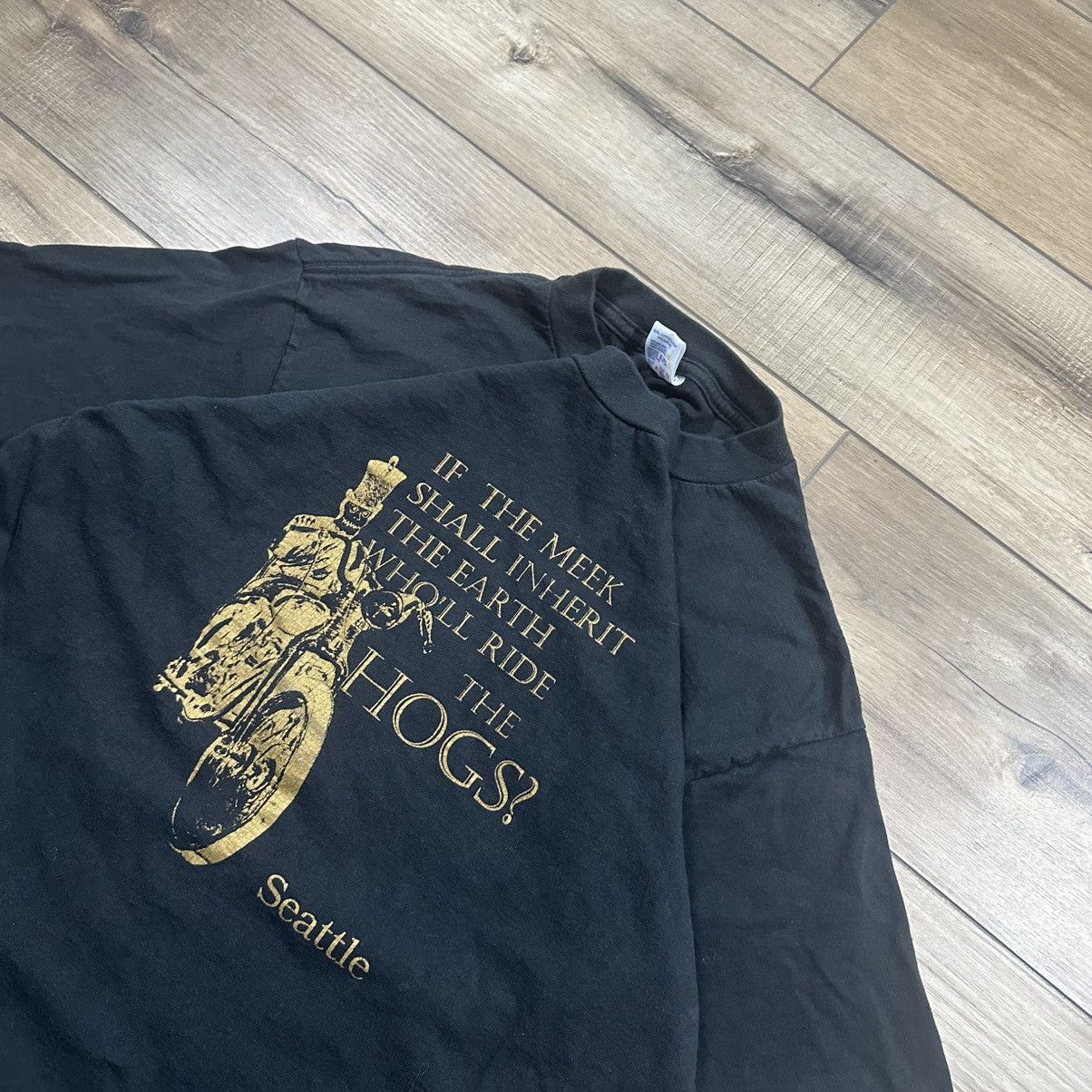 Jerzees Vintage 90s Jerzees Seattle Biker Graphic Tee Size US L / EU 52-54 / 3 - 4 Thumbnail