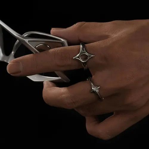 Jewelry Silver Geometric Modern Rings, Unique Statement Jewelry Size ONE SIZE - 1 Thumbnail