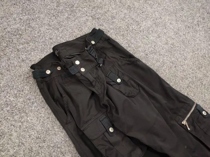 Japanese Brand Rare Vintage Y2K Japanese Black cotton Cargo Baggy Pants Size US 32 / EU 48 - 13 Thumbnail