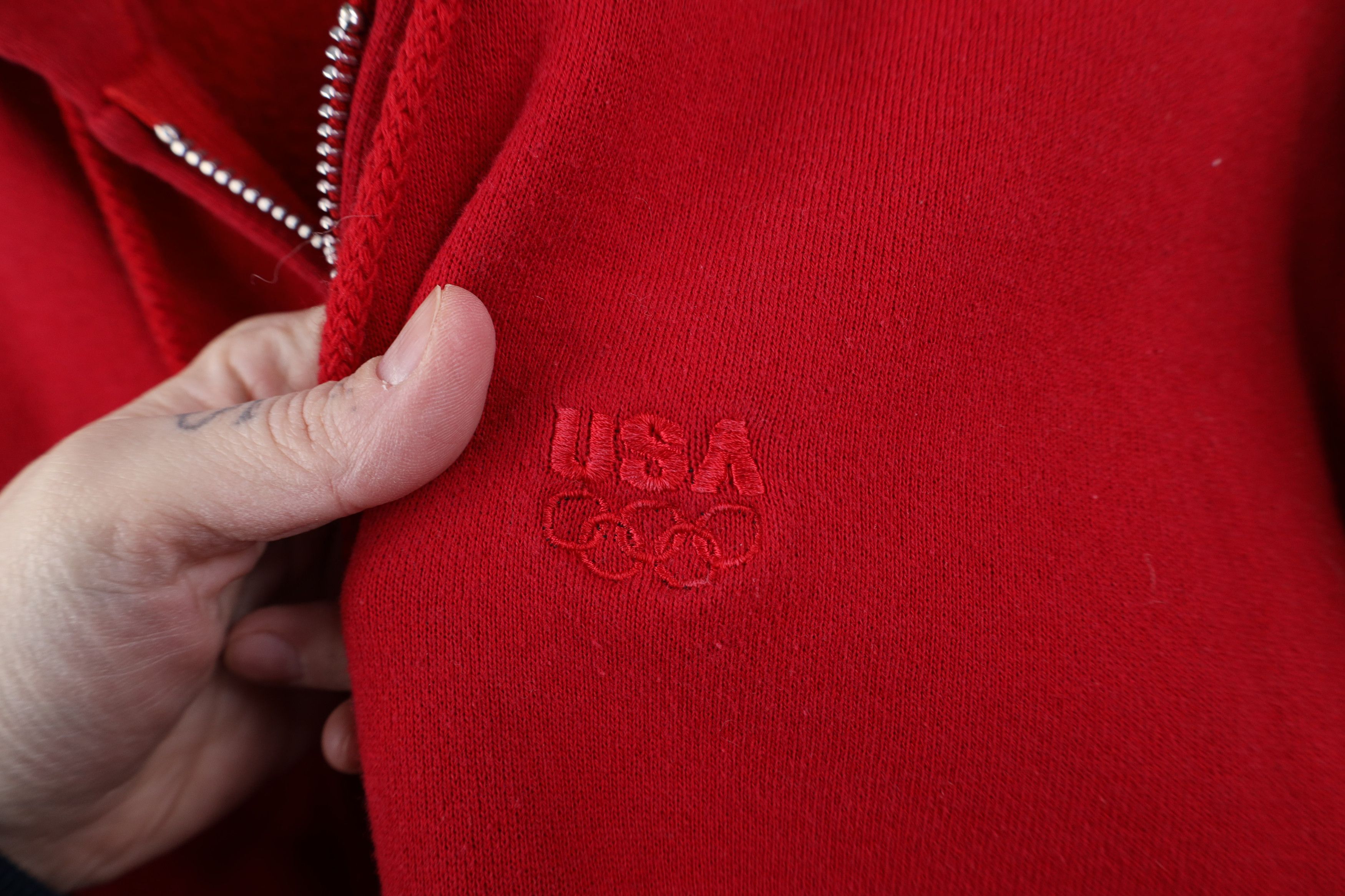 Vintage Vintage 90s USA Olympics Full Zip Hoodie Sweatshirt Red USA Size US S / EU 44-46 / 1 - 4 Thumbnail