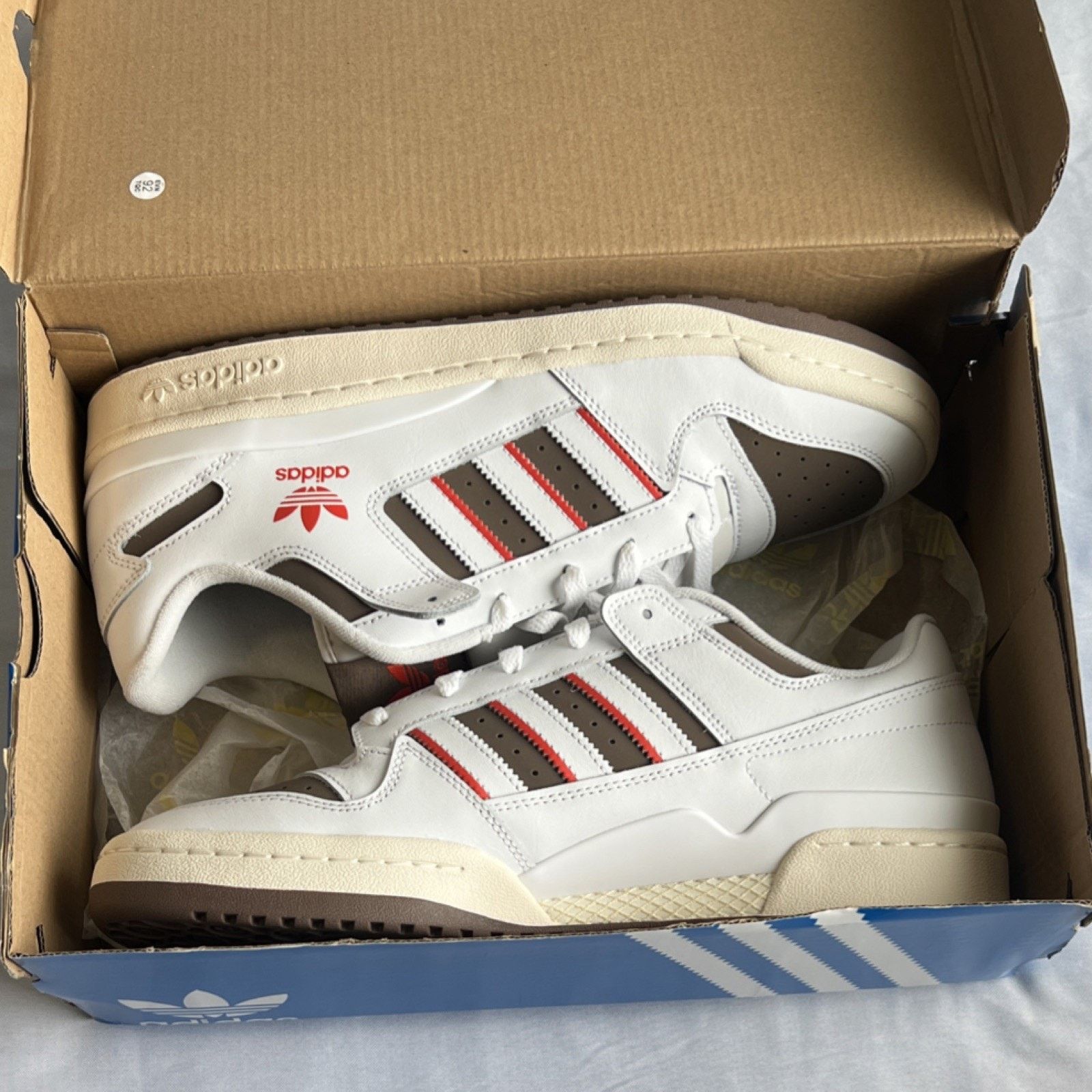 Adidas adidas IG9310 White Brown Red Leather Low Top Men's Lace Up Size US 12 / EU 45 - 1 Thumbnail