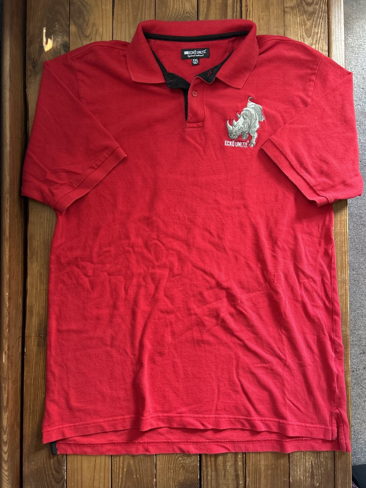 Ecko Unltd. × Vintage Vintage Y2K Ecko Unltd Rhino Red Polo T-Shirt Size US XXL / EU 58 / 5 - 1 Thumbnail