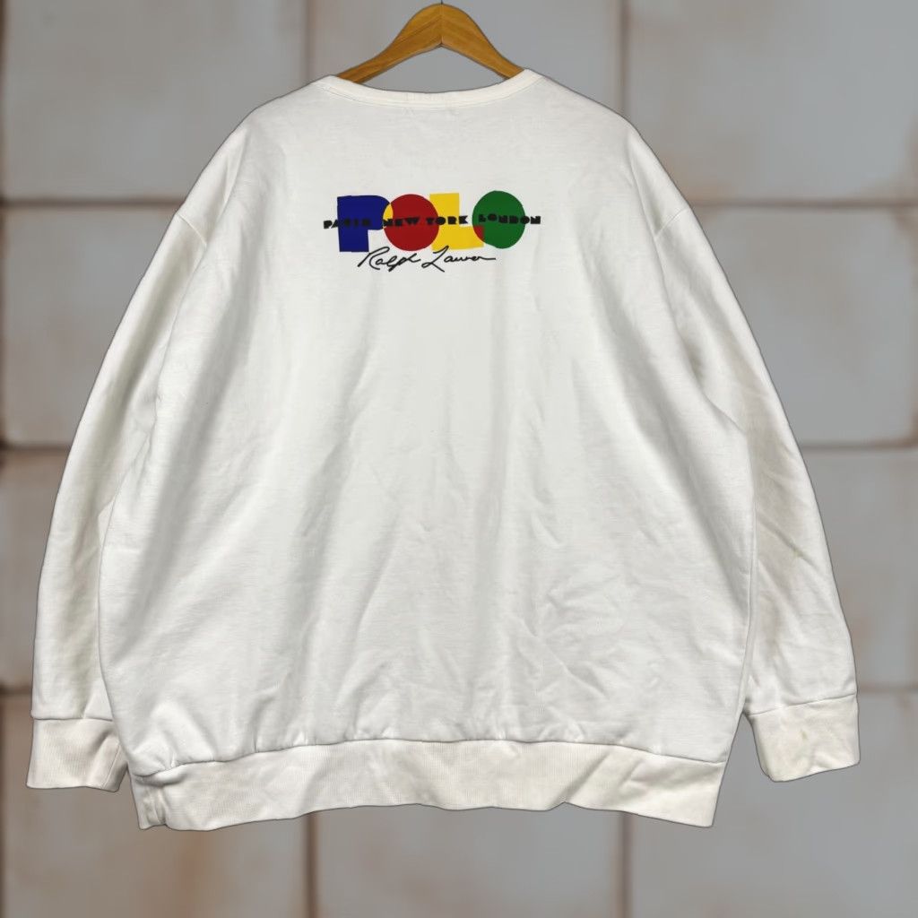 Polo Ralph Lauren Polo Ralph Lauren Sweatshirt Big 3X White Paris New York London Spellout Crew Neck Knit Pullover Men Big & Tall Size US XXL / EU 58 / 5 - 1 Thumbnail
