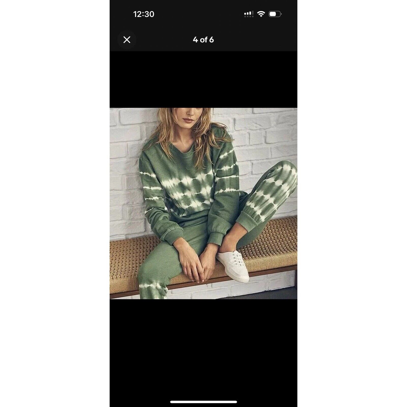 Vince Camuto VINCE CAMUTO Tie Dyed Knit Sweatshirt Green | Size PS Size S / US 4 / IT 40 - 3 Thumbnail