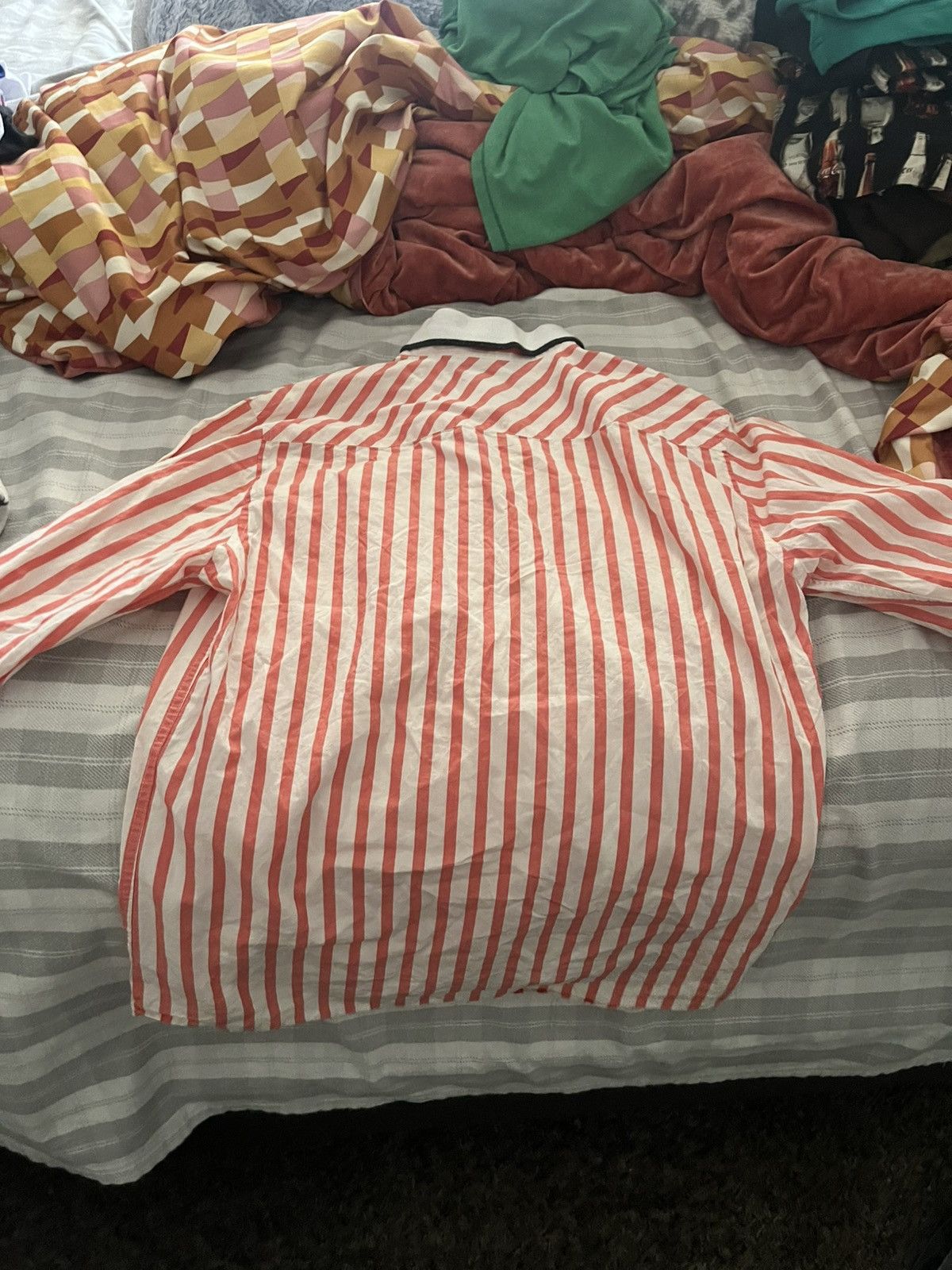 Fred Perry × Raf Simons Raf Simons x Fred Perry Pink and White Formal Striped Shirt Size US XS / EU 42 / 0 - 2 Thumbnail