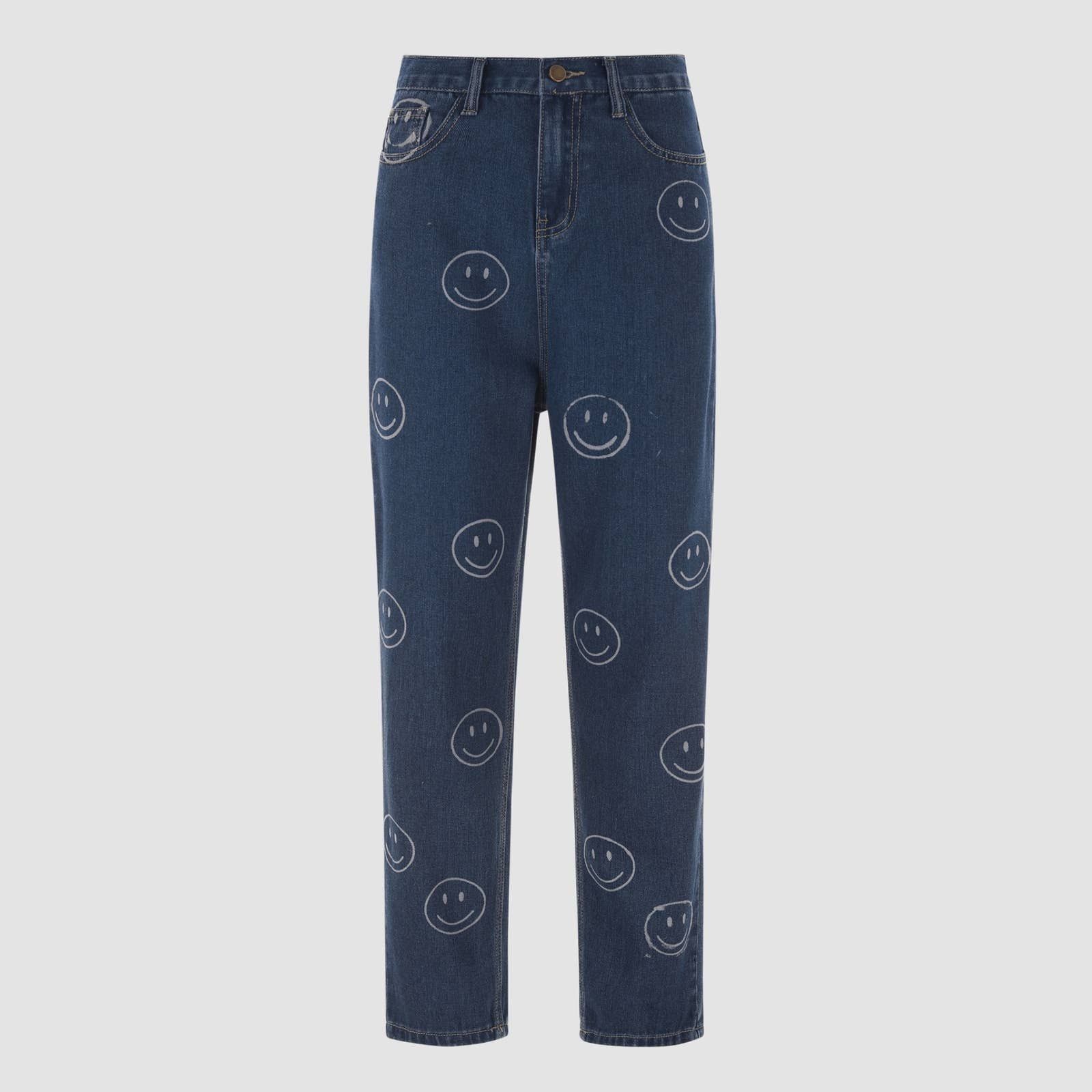Cider Cider High Rise Smiley Face Straight Leg Jeans 30" Grailed