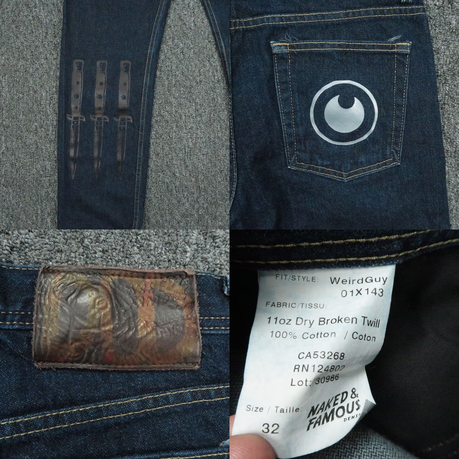Vintage Naked & Famous Denim Jeans Mens 32x30 Dry Broken Twill Weird Guy Denim Shirt? Size US 32 / EU 48 - 8 Thumbnail