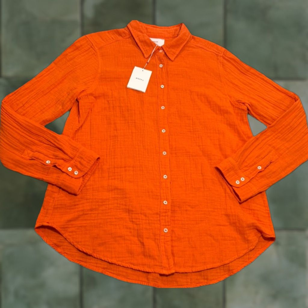 Xirena NWT Xirena Scout Cotton Gauze Shirt Tigerlily S Orange Button-Up Women Long Sleeve Casual Workwear Size S / US 4 / IT 40 - 1 Thumbnail