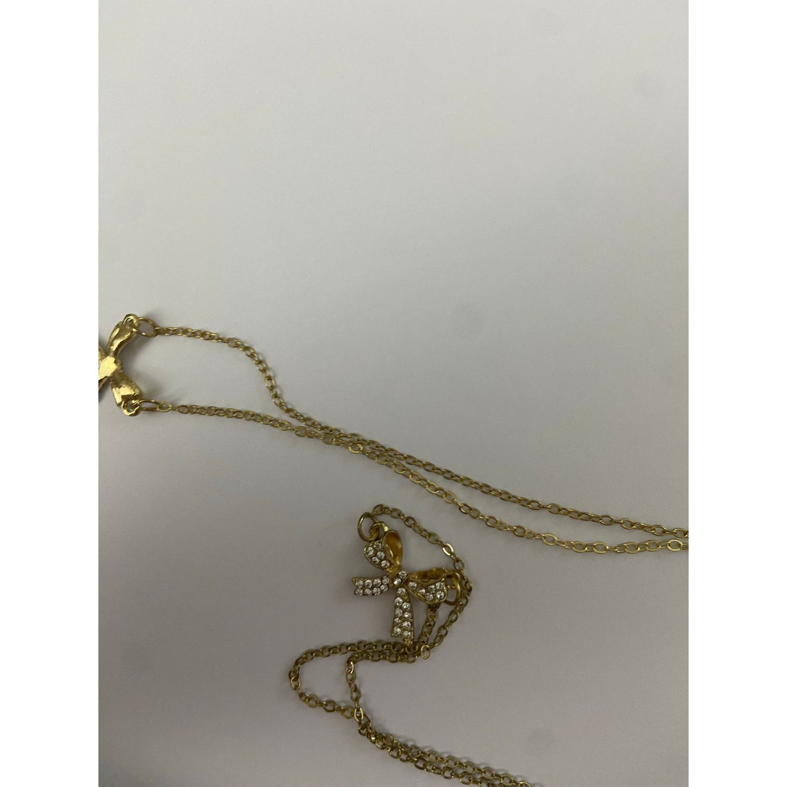 Vintage Rhinestone Bow Pendant Necklace Set - Charming! Size ONE SIZE - 3 Thumbnail