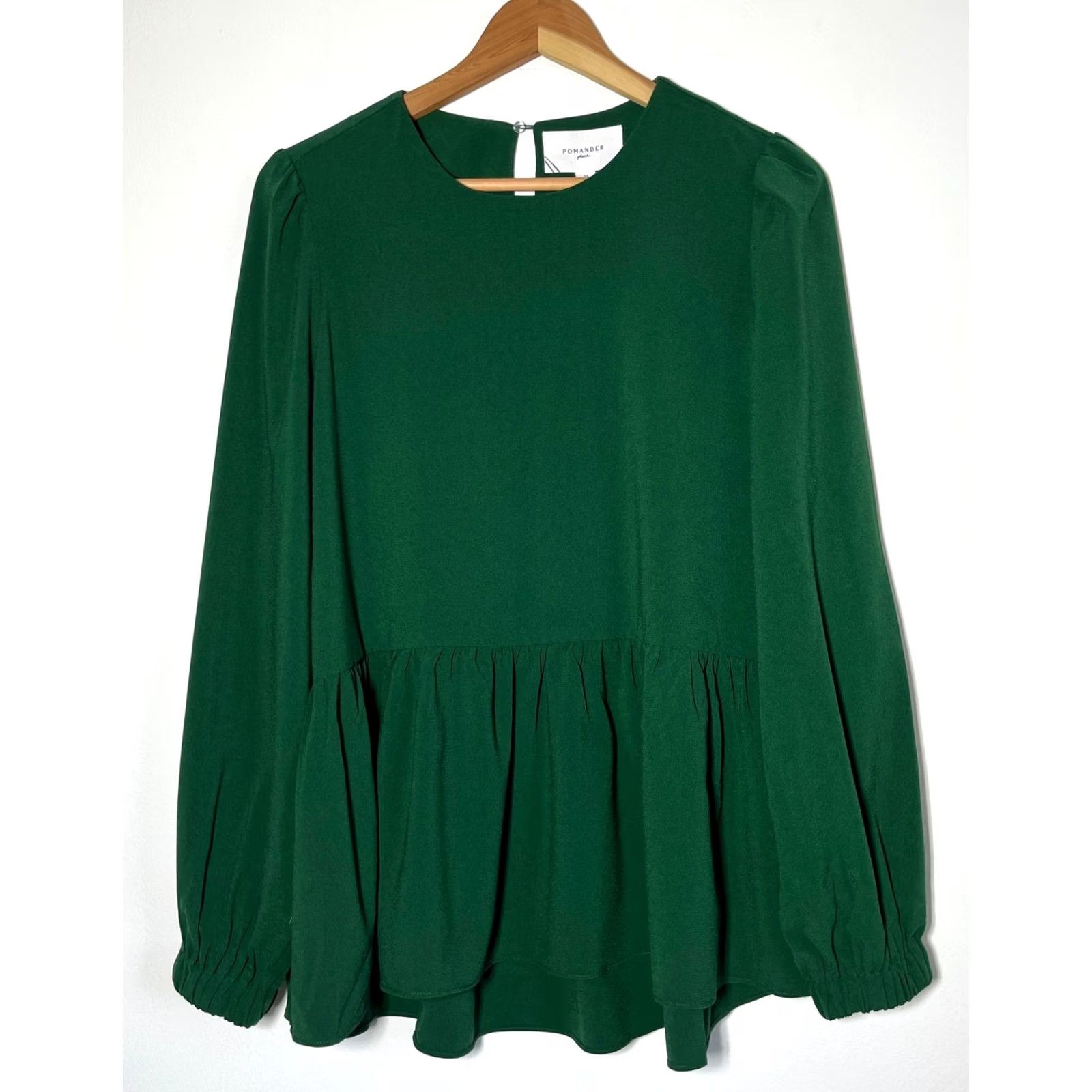 Vintage NWT Tuckernuck Pomander Place Carlota Peplum Blouse Hunter Green Sz M Blouse WomensXS? Size M / US 6-8 / IT 42-44 - 3 Thumbnail