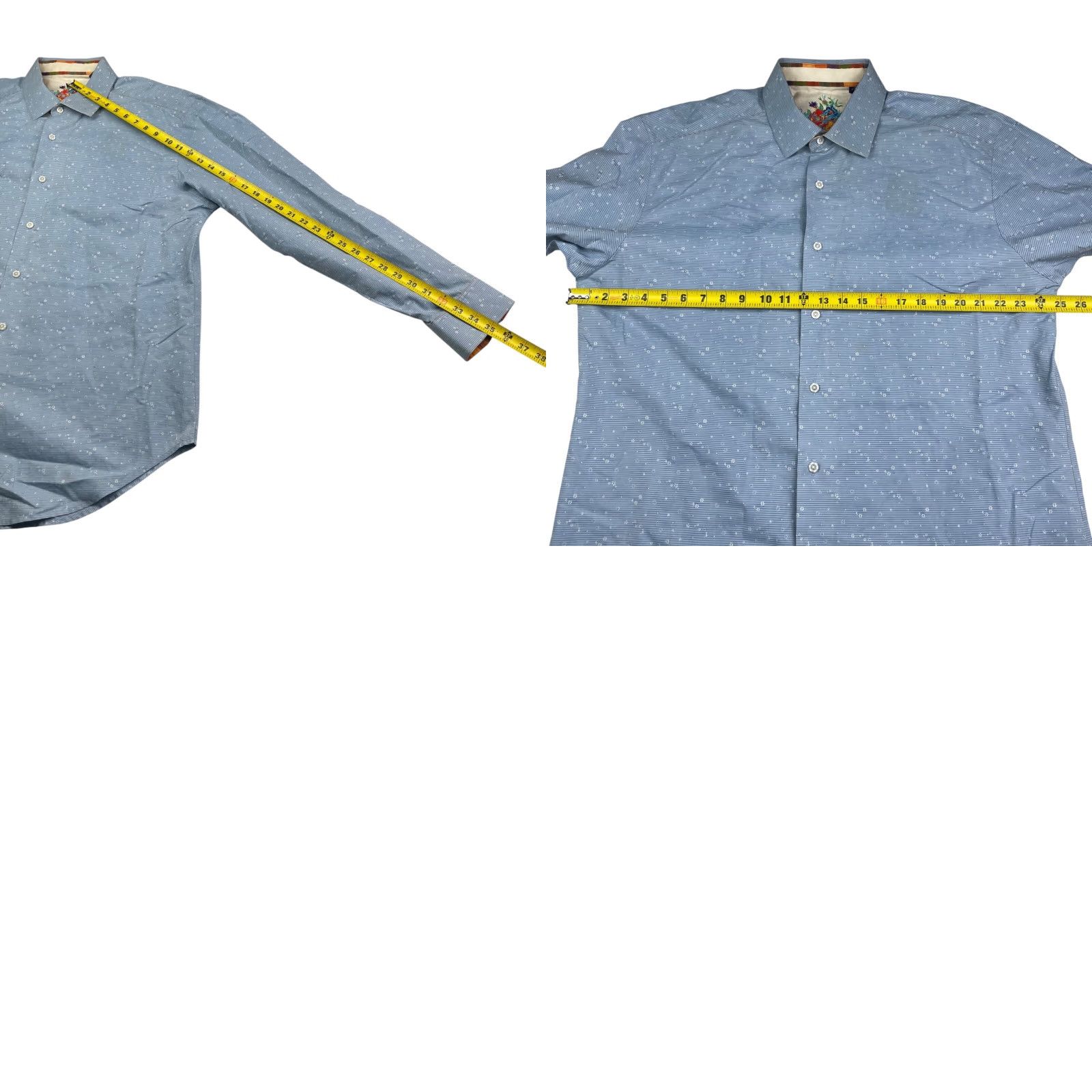 Robert Graham Robert Graham Button-Up Shirt XL 100% Cotton Blue Stripe Floral Flip Cuff Mens Long Sleeve Shirt Size US XL / EU 56 / 4 - 8 Thumbnail