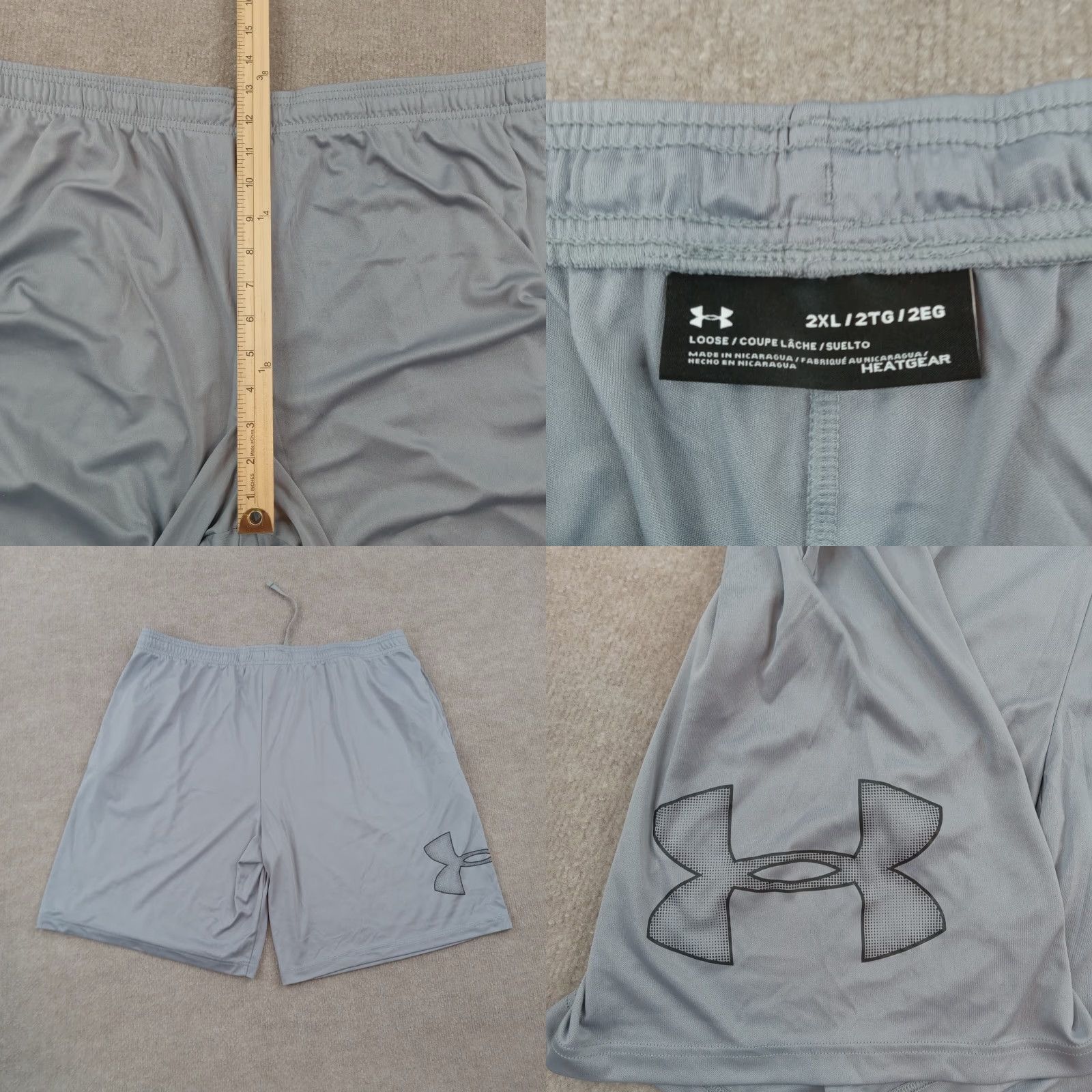 Under Armour Under Armour Shorts Mens 2XL XXL Gray Loose Pockets Elastic Waist Drawstring Gym Size US 39 - 8 Thumbnail