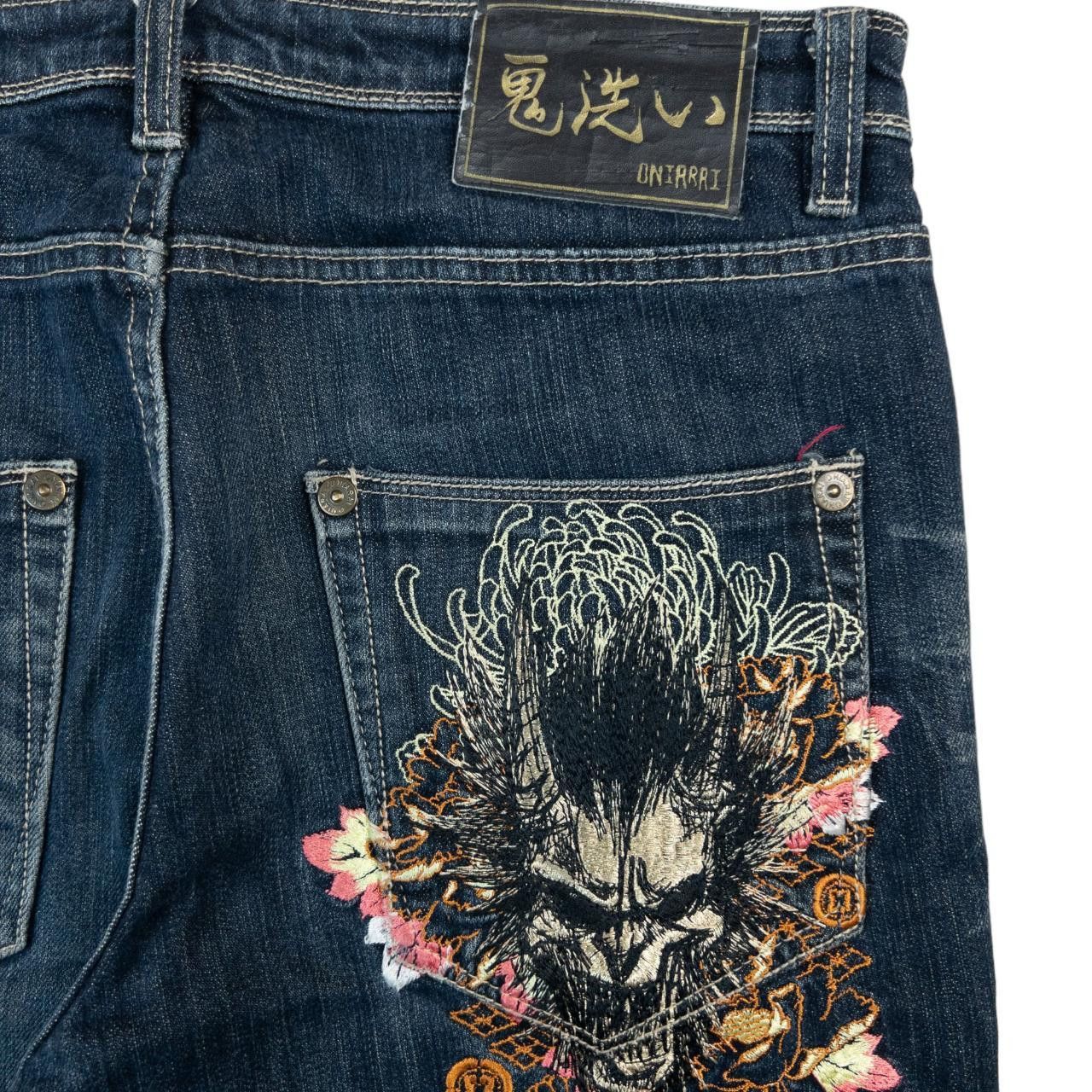 Other Vintage Oniarai Japanese Embroidered Denim Jeans Size W34 Size US 34 / EU 50 - 5 Thumbnail