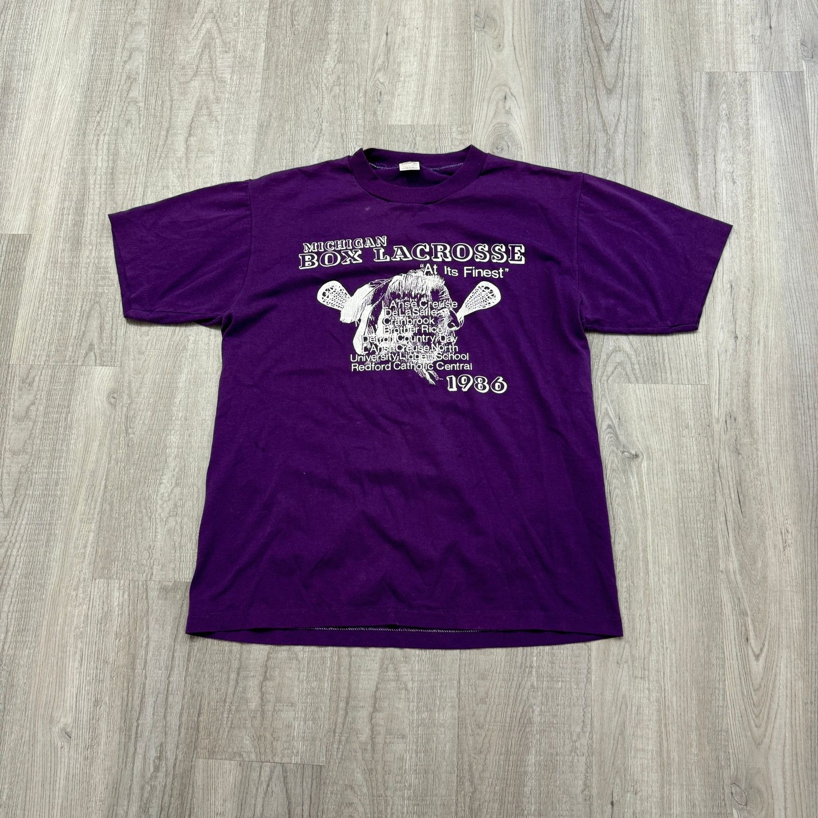 Vintage Vintage Michigan Box Lacrosse Shirt Men's Large 1986 80s Size US L / EU 52-54 / 3 - 1 Thumbnail
