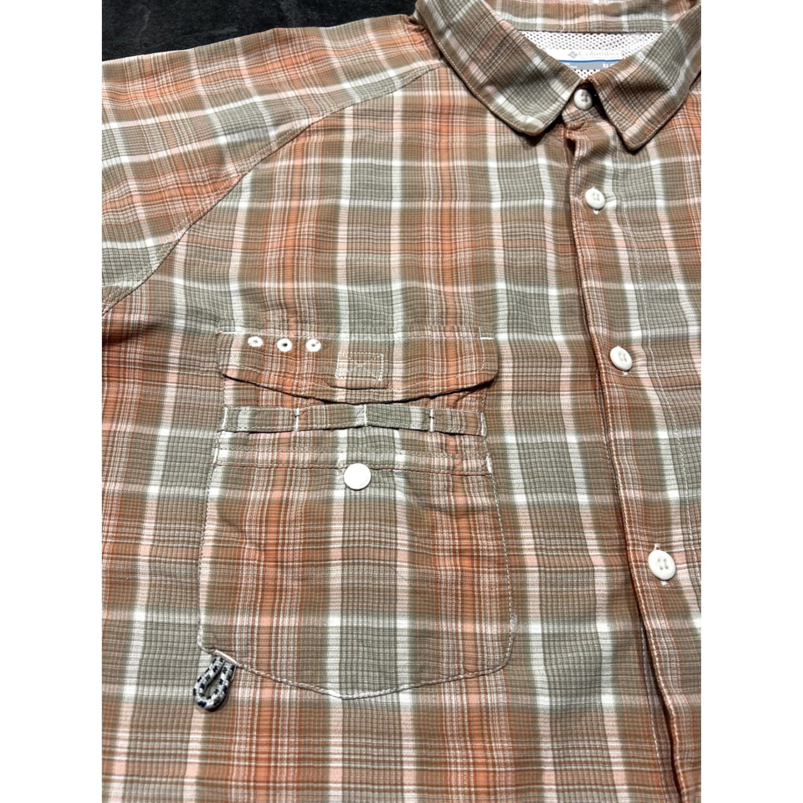 Vintage Columbia Men's XL Short Sleeve Button-Up Shirt Brown Plaid Outdoor Fishing Vented PFG Size US XL / EU 56 / 4 - 4 Thumbnail