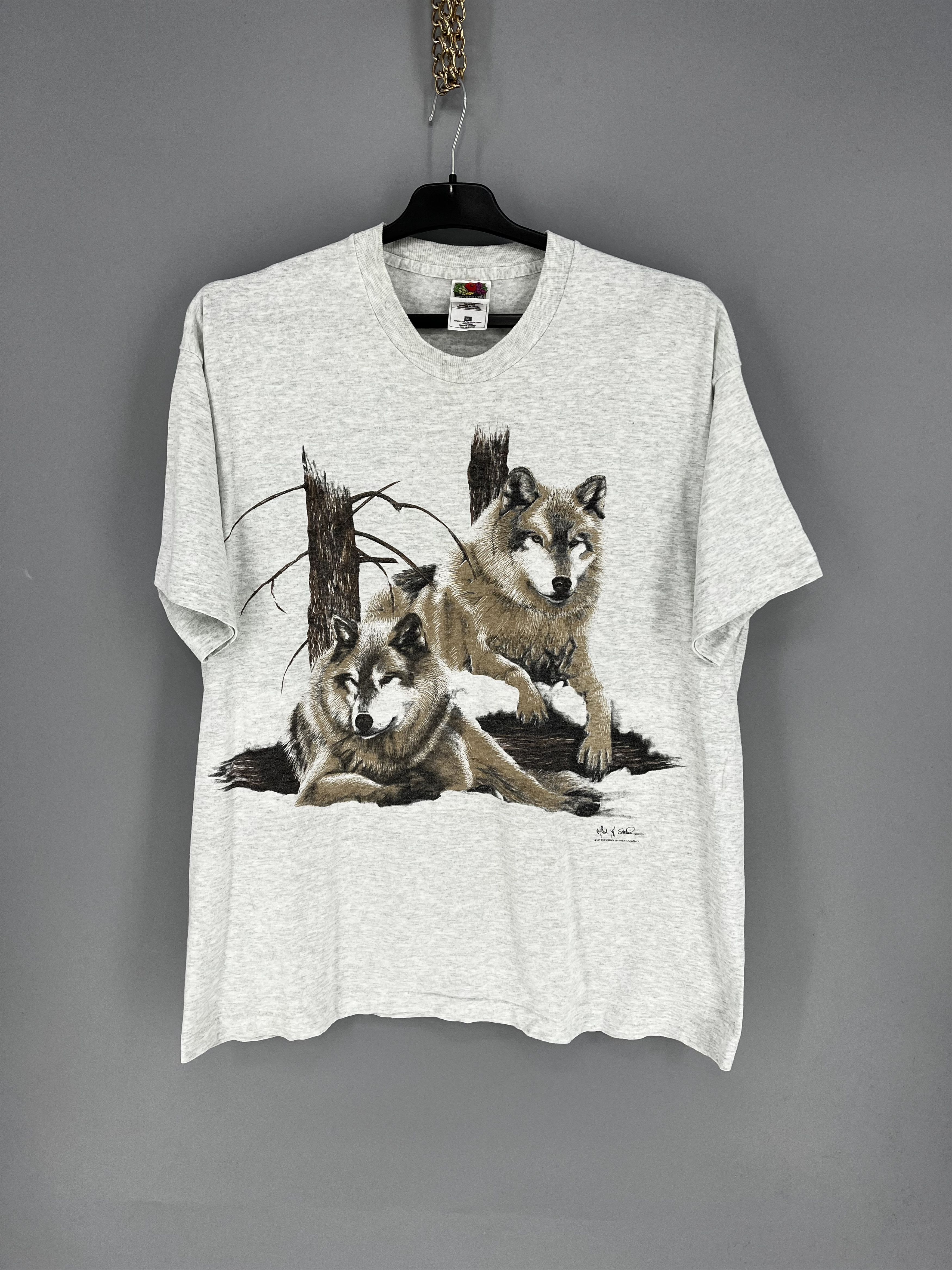 Vintage Vintage 90s Wolf Face Boxy Fit Tee Toys Rock Size XL Size US XL / EU 56 / 4 - 1 Thumbnail