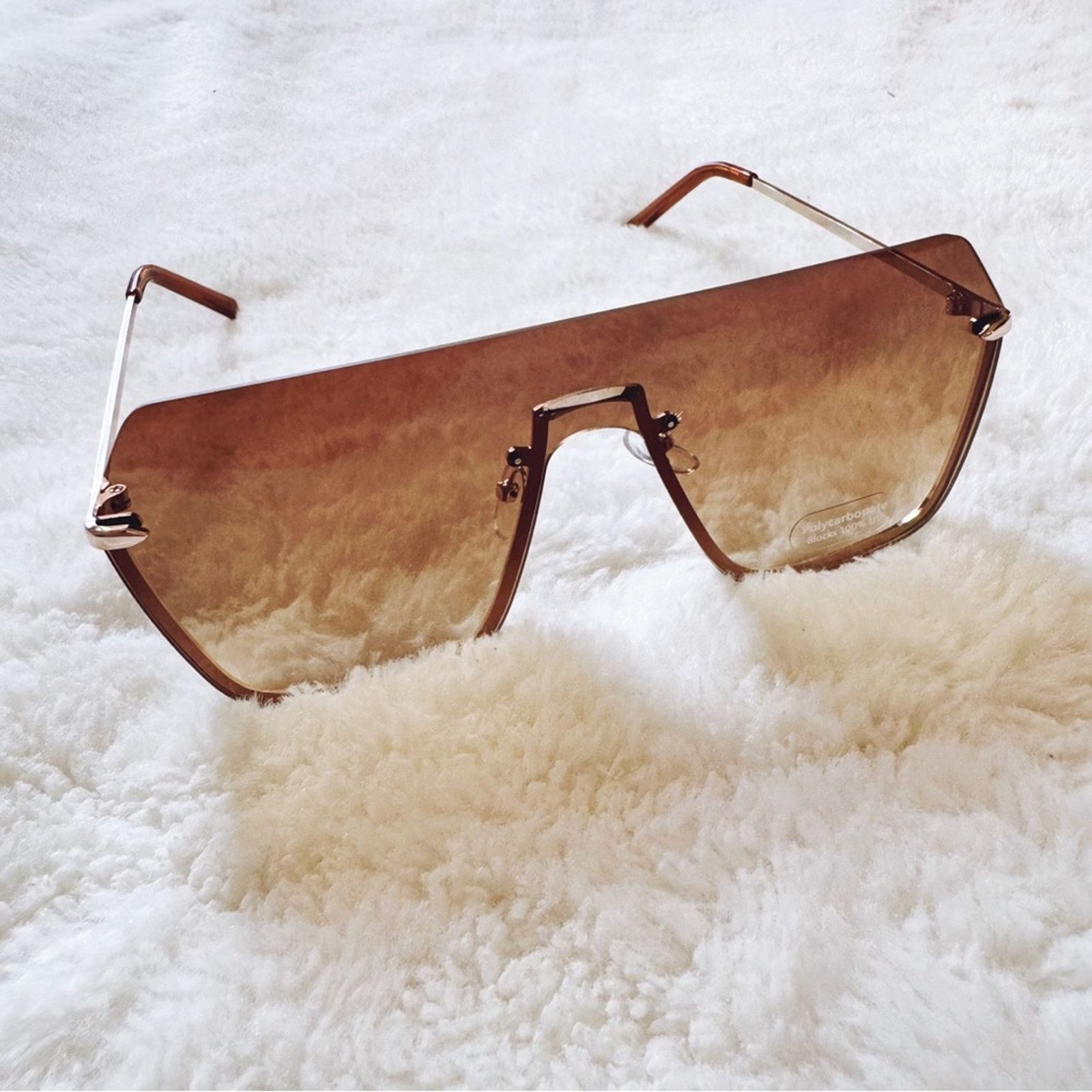 Other Kalia Clear Brown Rimless Sleek Sunglasses Size ONE SIZE - 8 Thumbnail