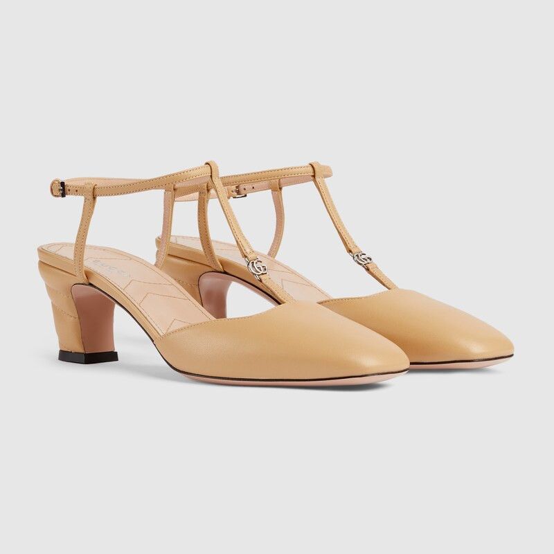 Gucci o1s1wg110125 Double G Slingback Pumps in Beige Size US 8 / IT 38 - 2 Thumbnail