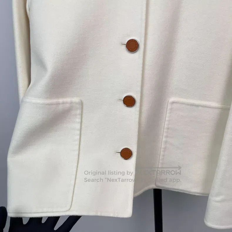Hermes Hermes White Classic Short Cashmere Double Pockets Reversi Size XS / US 0-2 / IT 36-38 - 3 Thumbnail