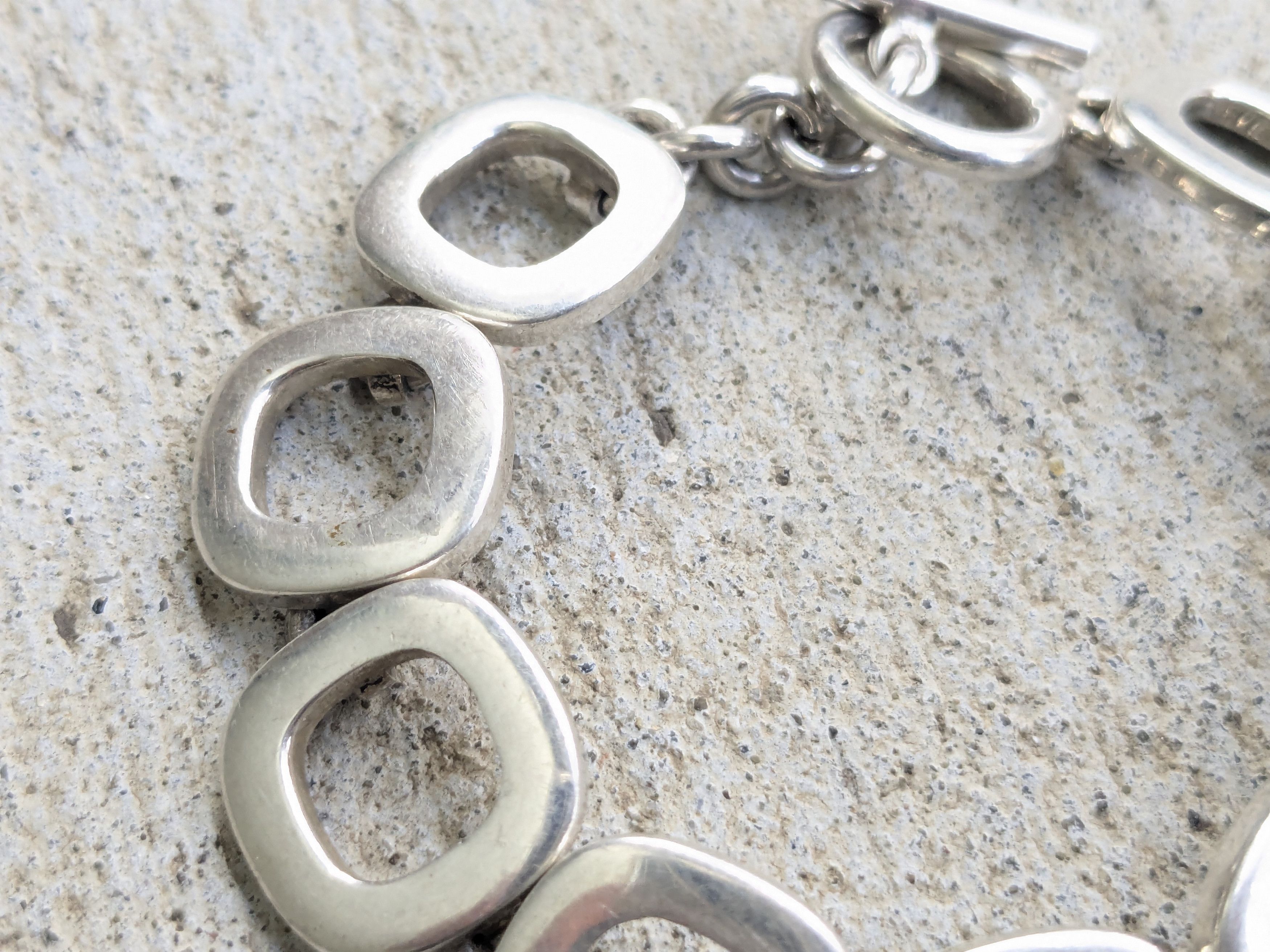 Jewelry Vintage Sterling Silver Bracelet Square Chain Link 7.25" Size ONE SIZE - 4 Thumbnail
